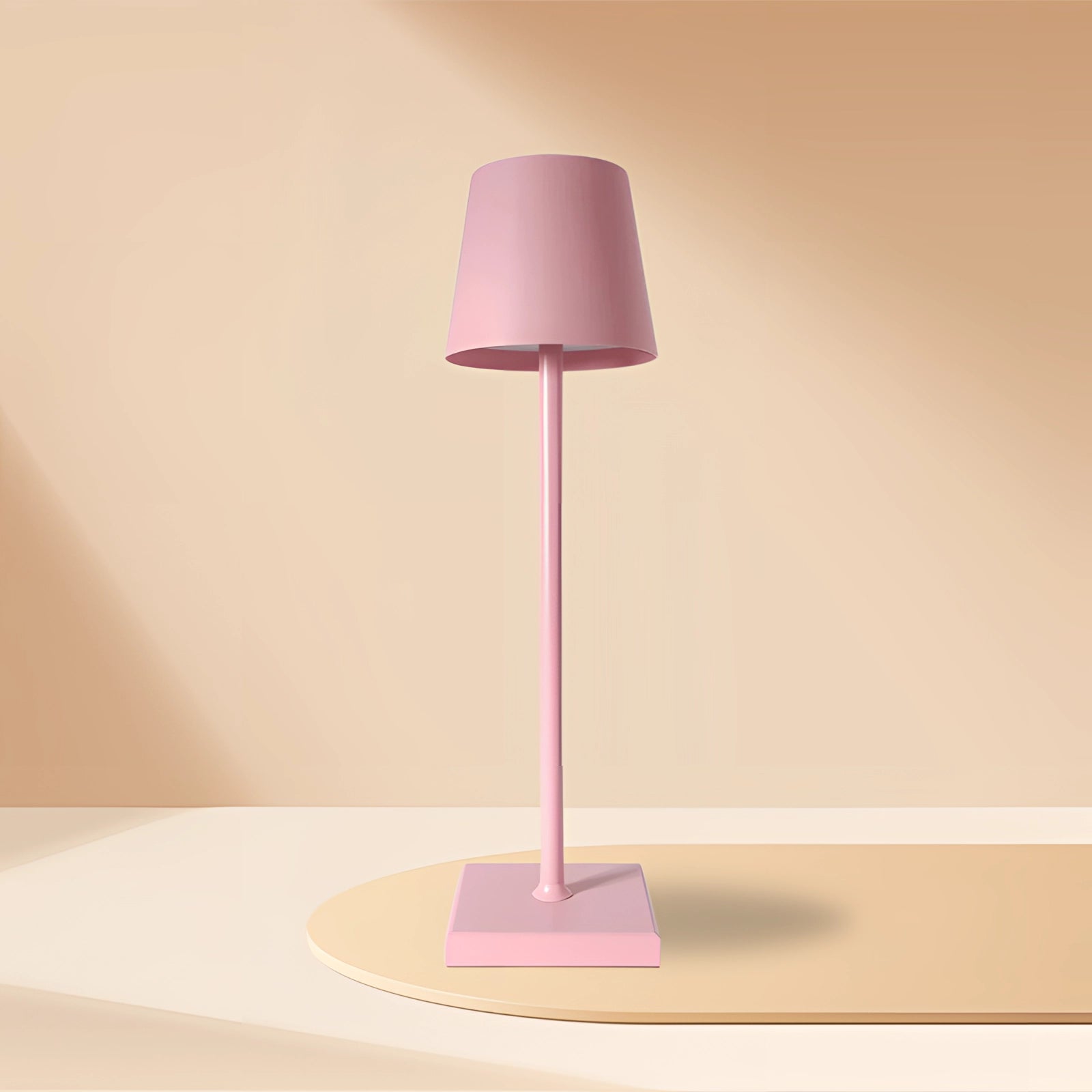 Modern tall floor lamp with a minimalist design featuring a sleek white base and a pink rectangular lampshade, suitable for chic living room lighting.