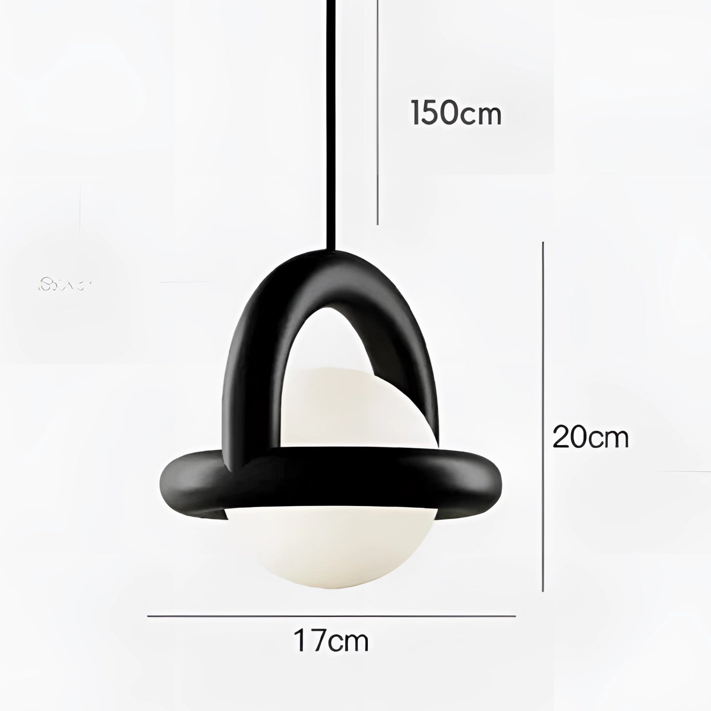 Modern teal orb pendant light with a sleek black finish and tricolor lighting options, showcasing a Scandinavian mid-century design with a circular, minimalist aesthetic.