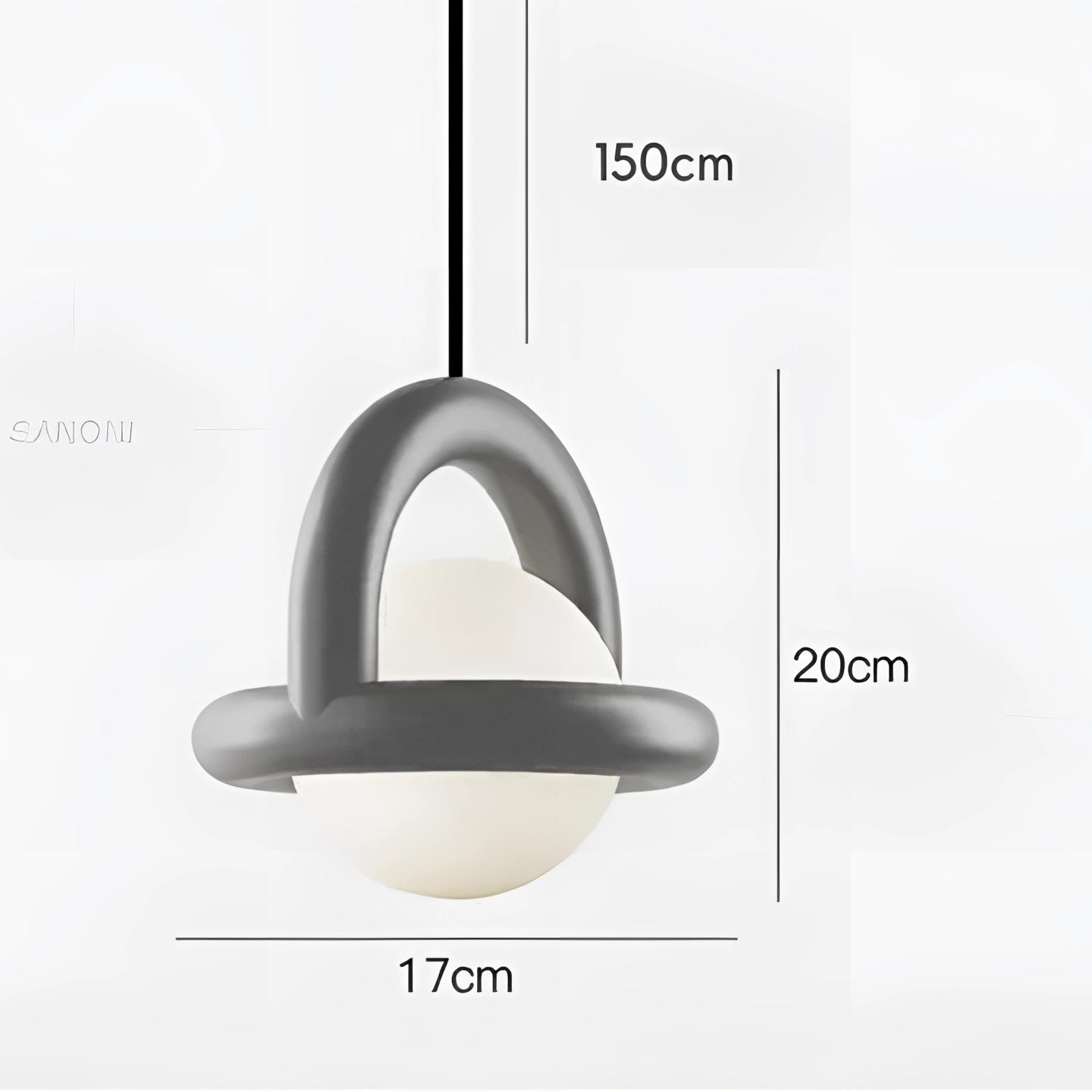 A modern teal orb pendant light featuring a Scandinavian mid-century style with a sleek, circular design and a gray color variant, showcasing a tricolor light effect.