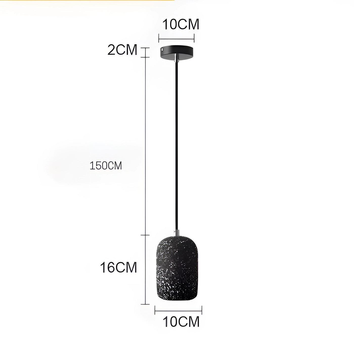 Modern textured black concrete pendant light with a sleek design, providing cold light illumination.