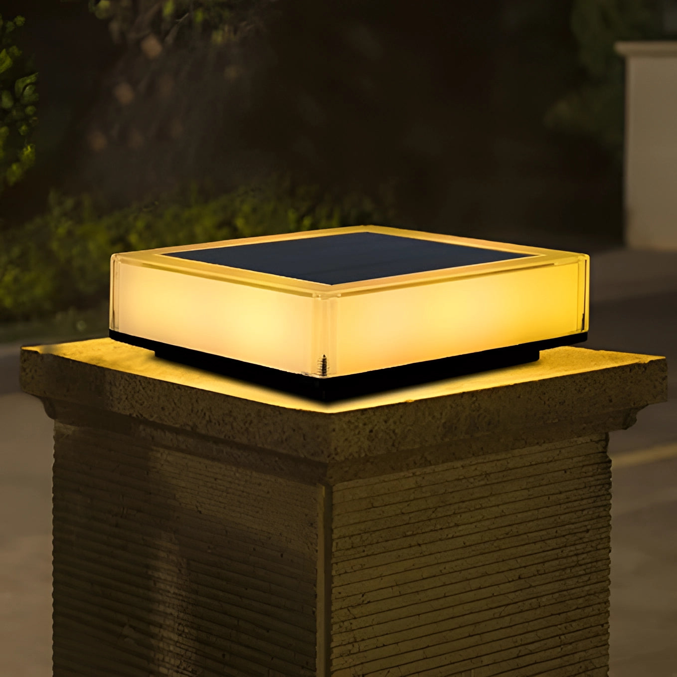 Modern waterproof LED cube seats used as ambient light on an outdoor wooden deck.
