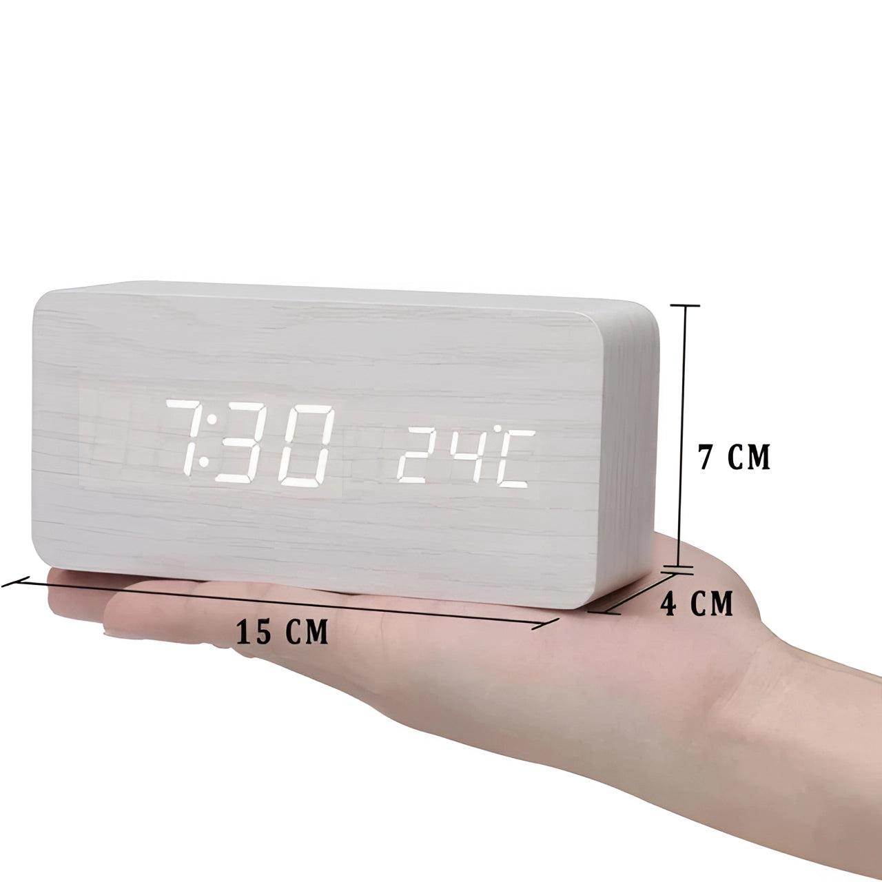 Modern Wood LED Desk Alarm Clock with Temp Display
