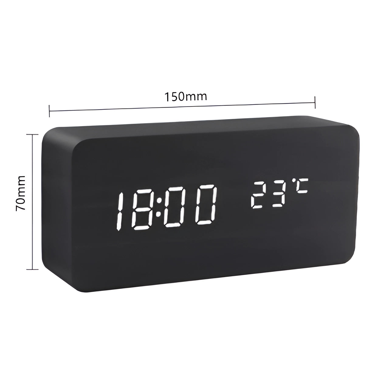Modern Wood LED Desk Alarm Clock with Temp Display