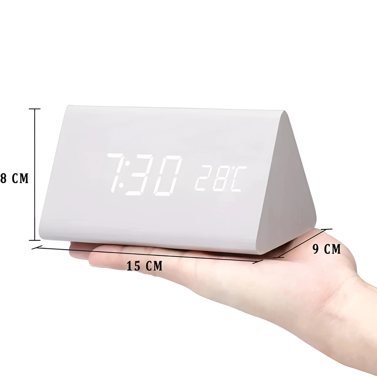 Modern Wood LED Desk Alarm Clock with Temp Display