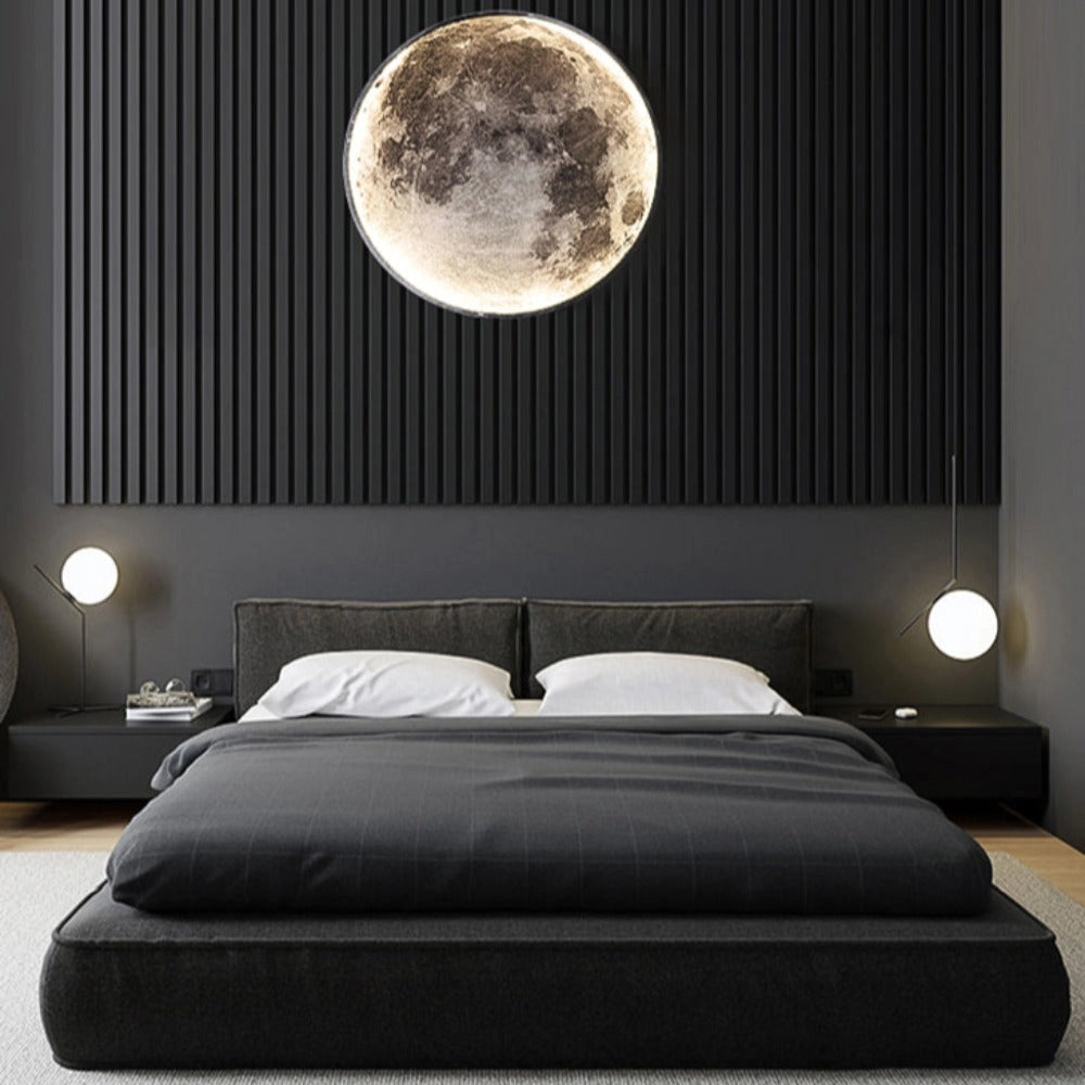 Modern luxury LED ceiling light fixture designed for elevators, featuring a sleek circular shape with a moon-inspired design, predominantly white with subtle black accents, enhancing interior comfort and style.