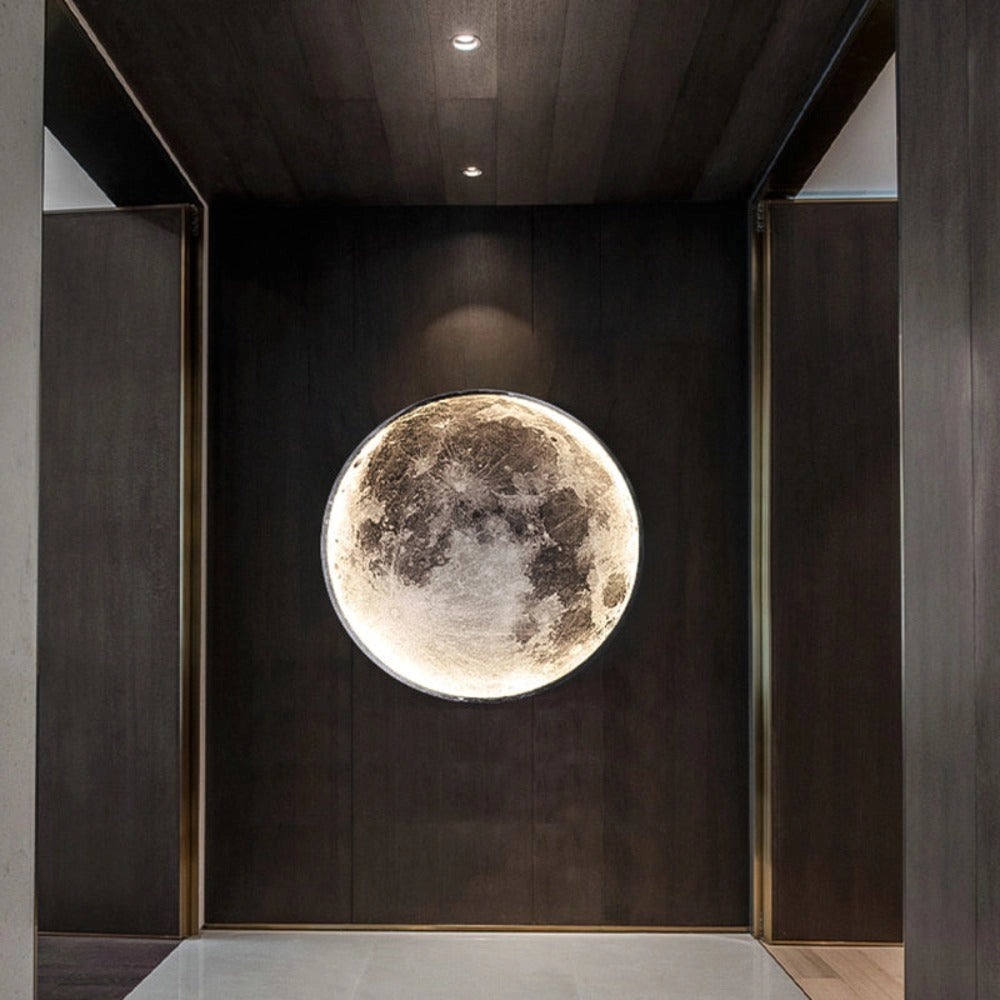 Elegant Moon Ceiling Light fixture with a circular design, emitting a cool white LED glow, perfect for enhancing modern elevator interiors.