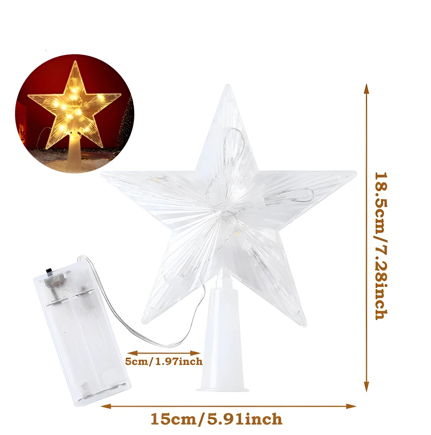 Multicolor LED Star Tree Topper - Illuminated Christmas Decoration