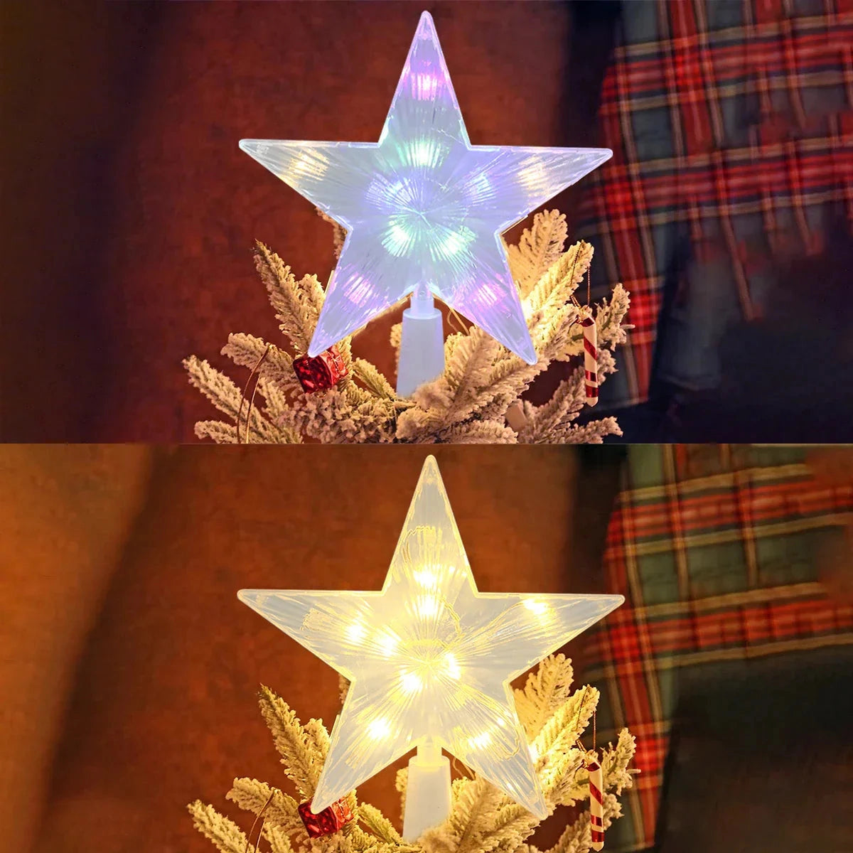 Multicolor LED Star Tree Topper - Illuminated Christmas Decoration