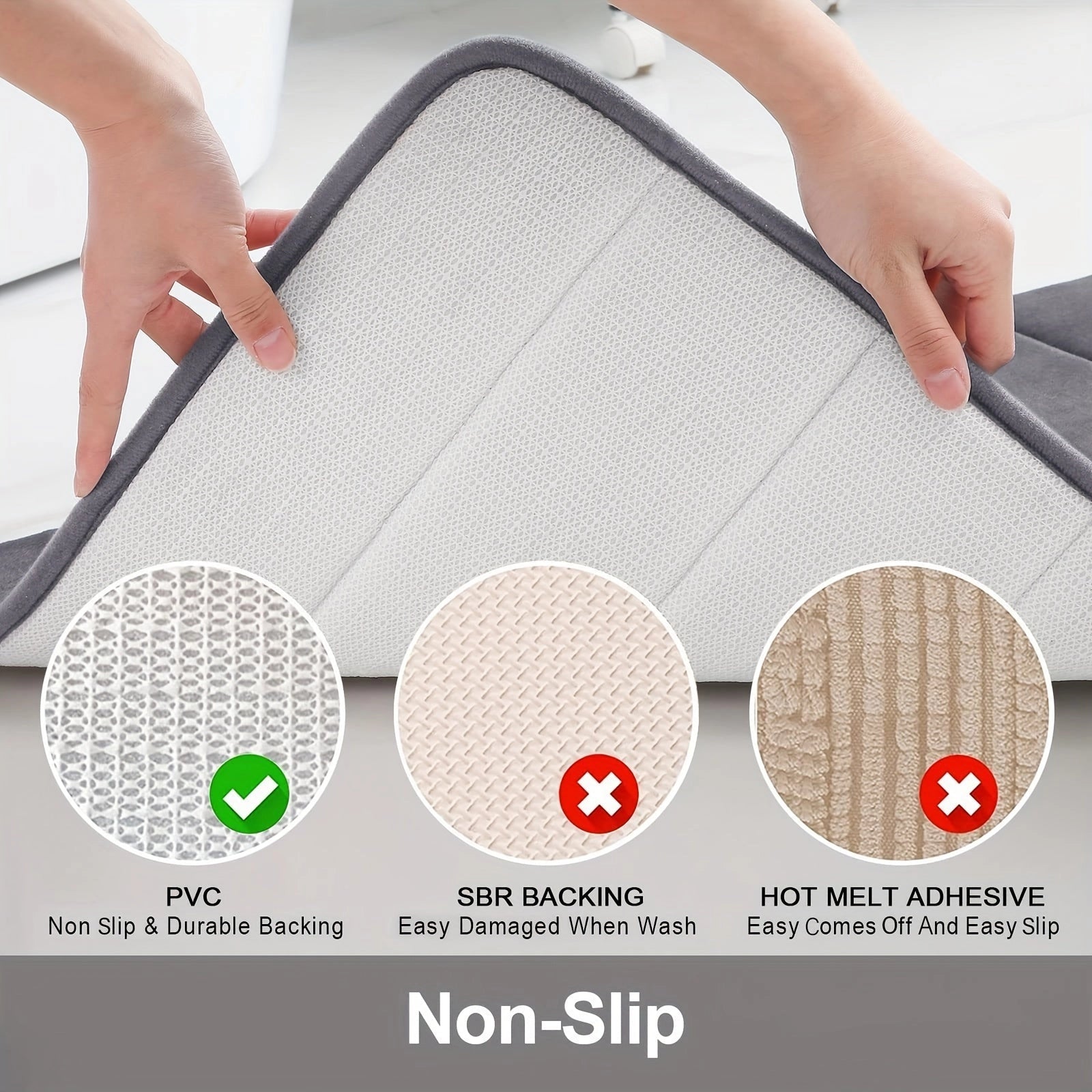 Non-Slip Quick-Dry Grey Microfiber Bath Mat - Water-Absorbent