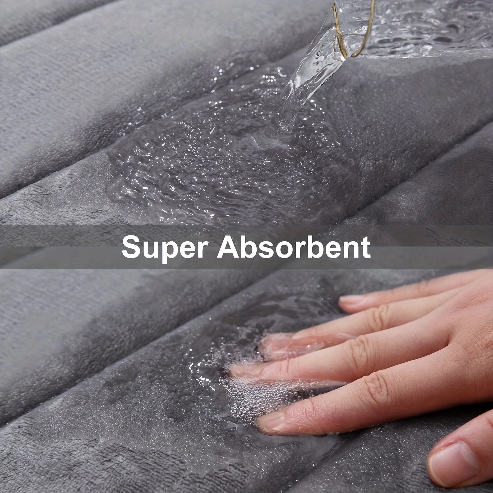 Non-Slip Quick-Dry Grey Microfiber Bath Mat - Water-Absorbent