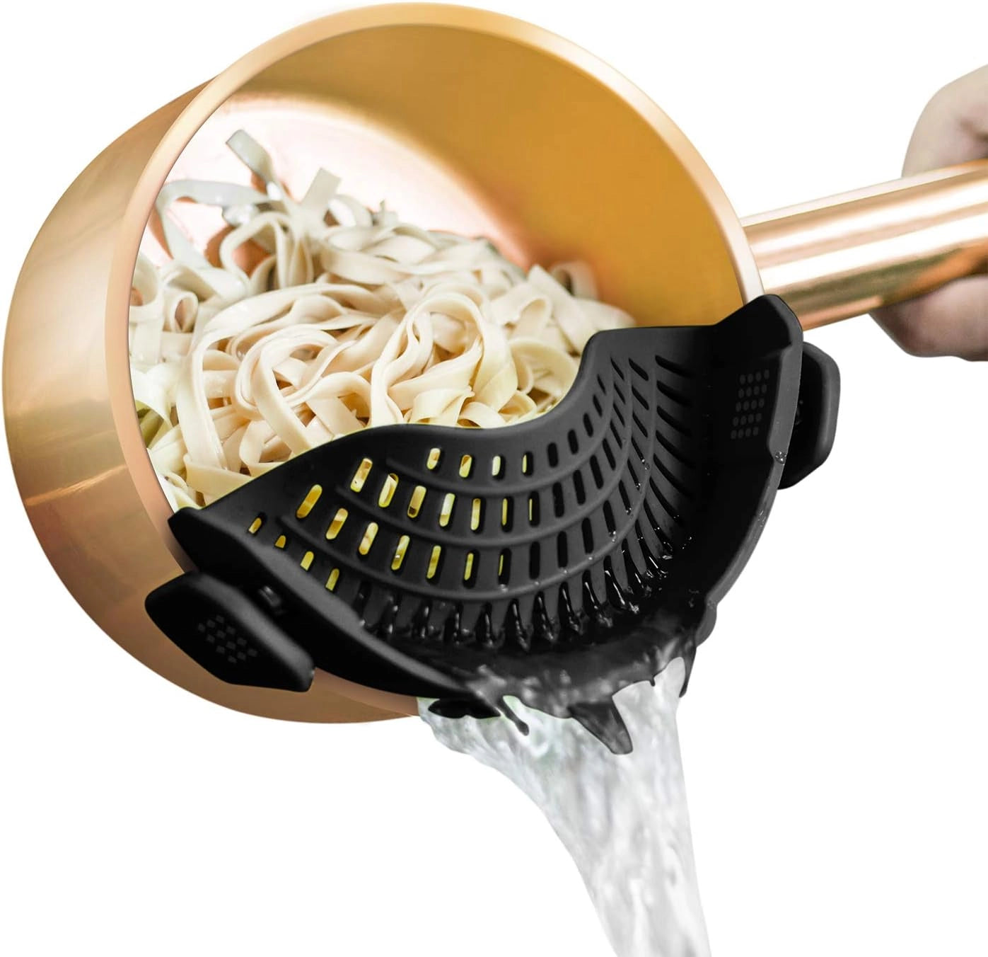 Non-Stick Copper Pasta Pot with Strainer & Ergonomic Handle