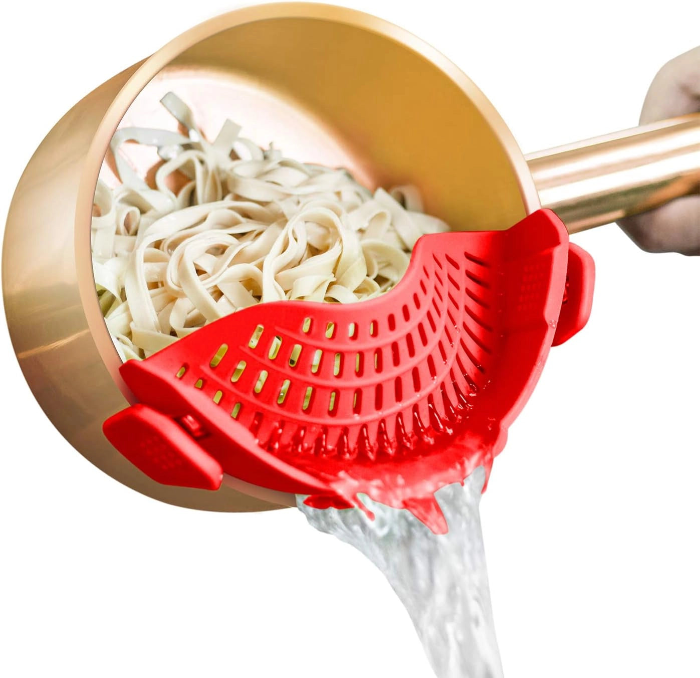 Non-Stick Copper Pasta Pot with Strainer & Ergonomic Handle