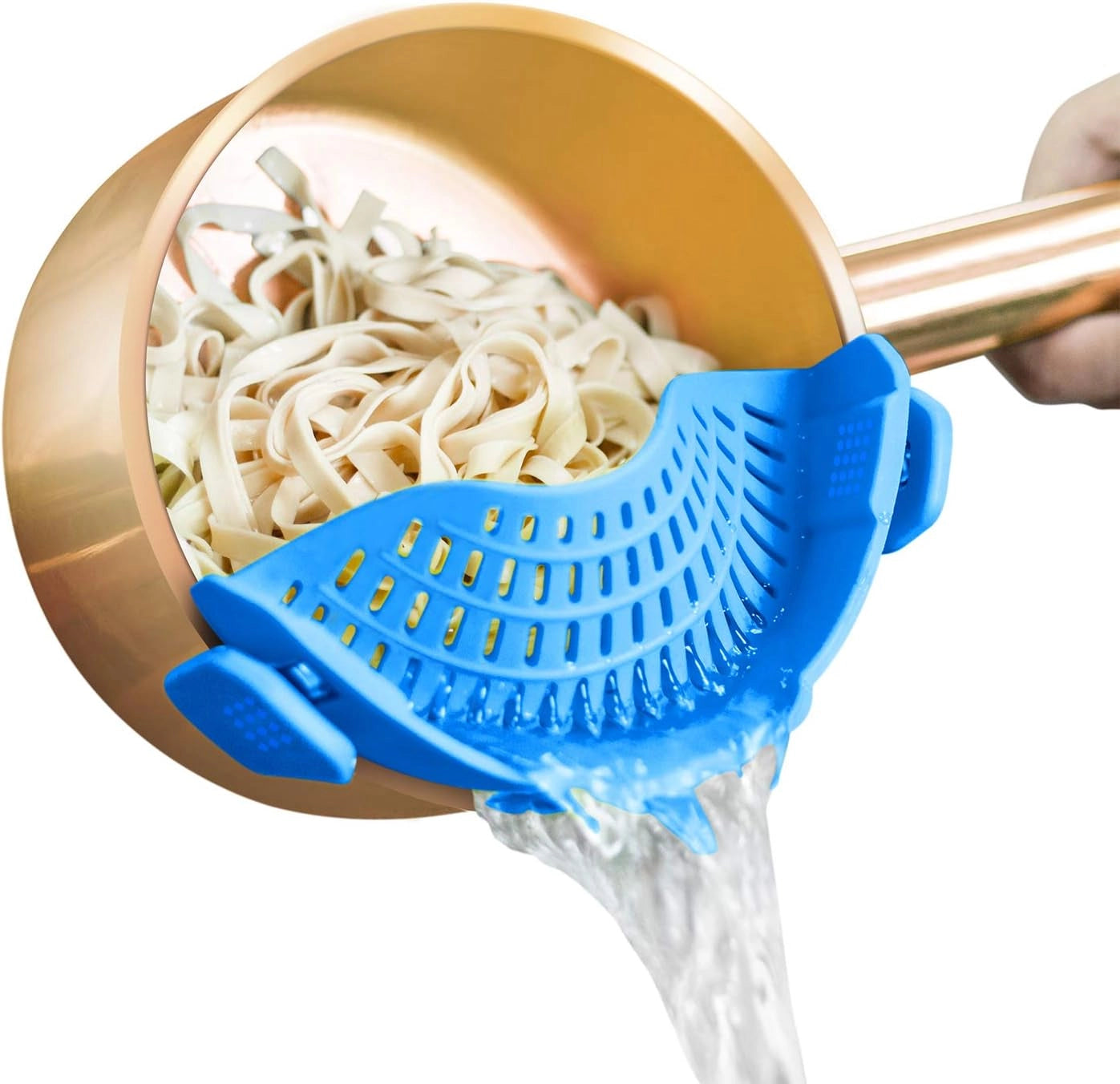 Non-Stick Copper Pasta Pot with Strainer & Ergonomic Handle