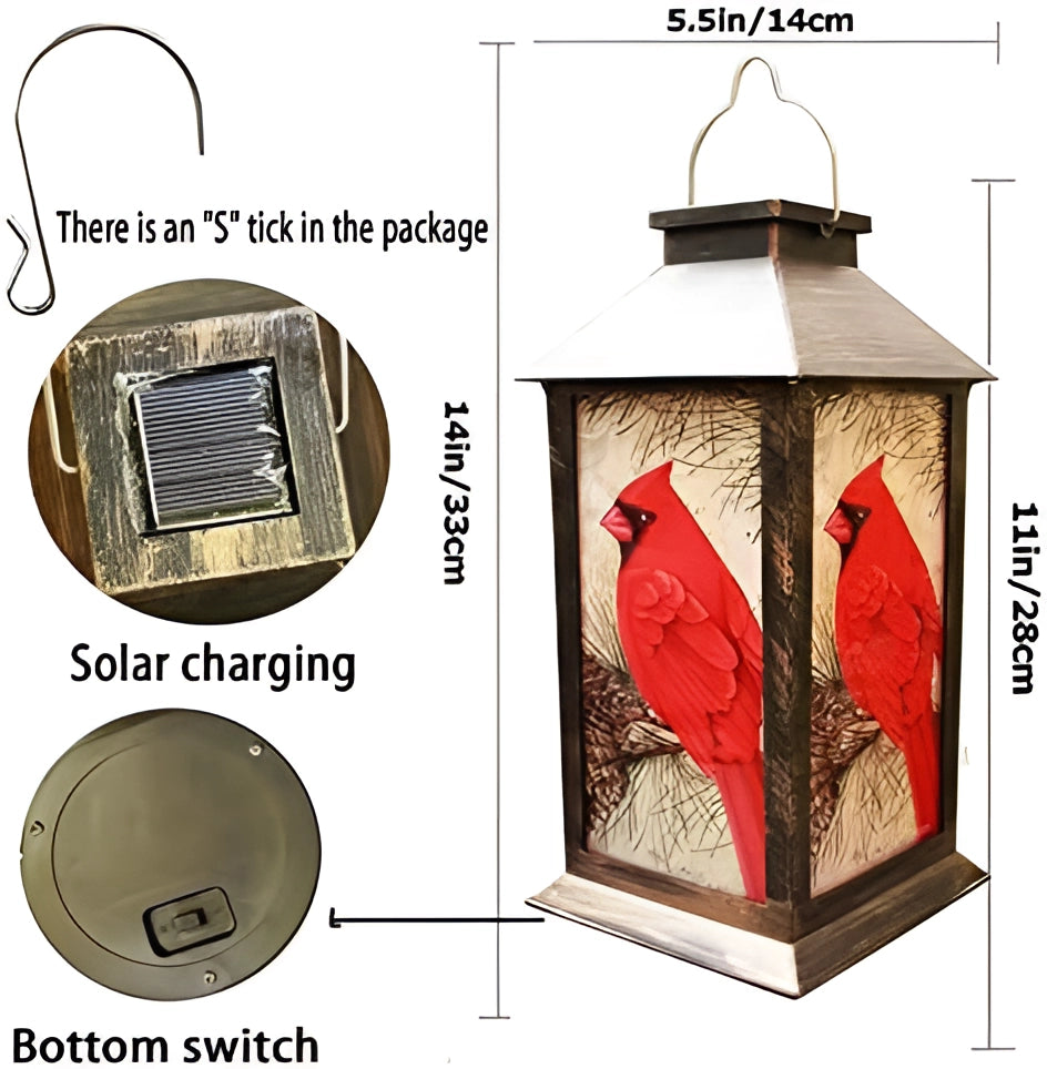 Outdoor rainproof vintage bird lantern with a classic design, featuring a bird motif, ideal for weather-resistant decorative lighting in gardens or patios.