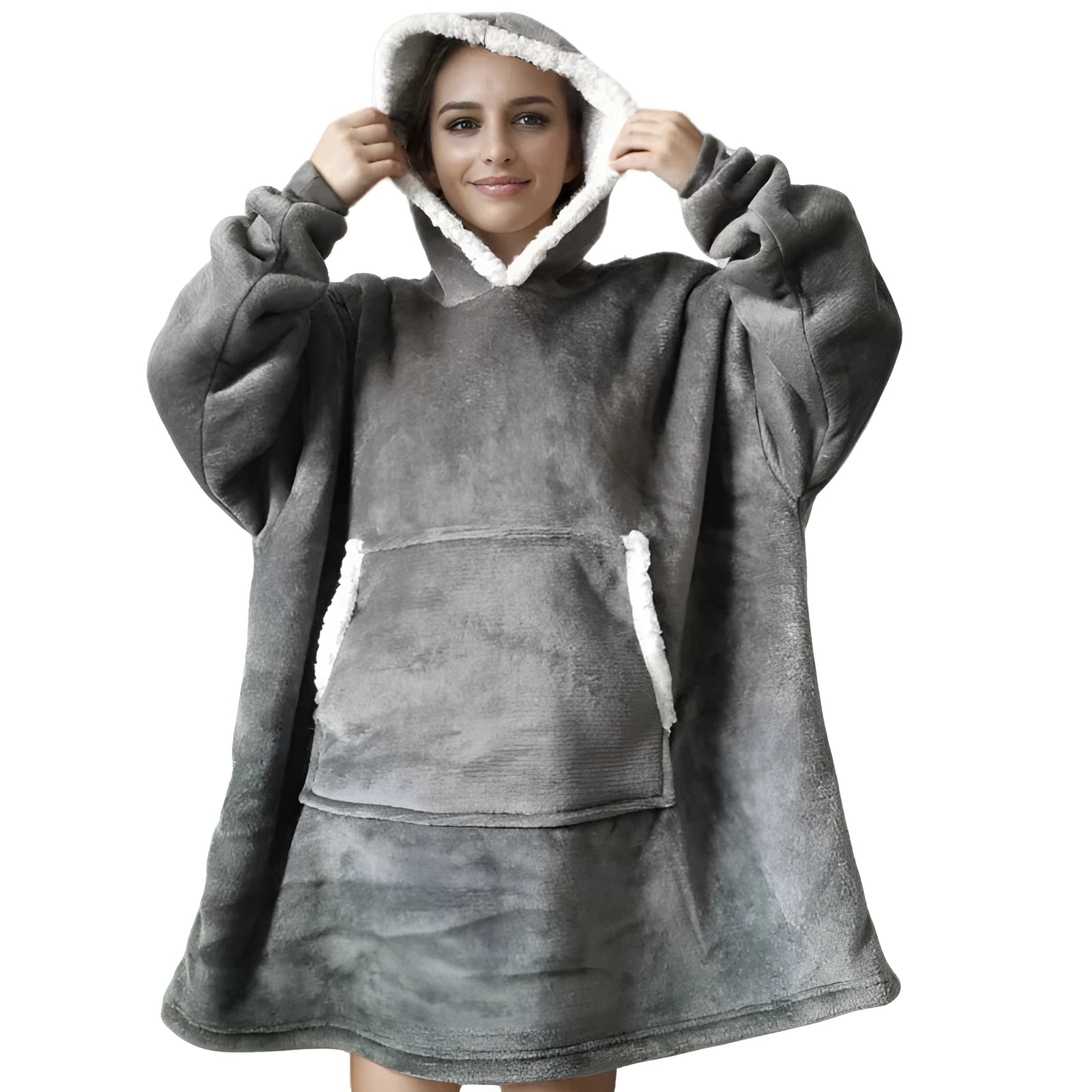 Oversized Plush Fleece Sherpa Hoodie - Cozy Wearable Blanket