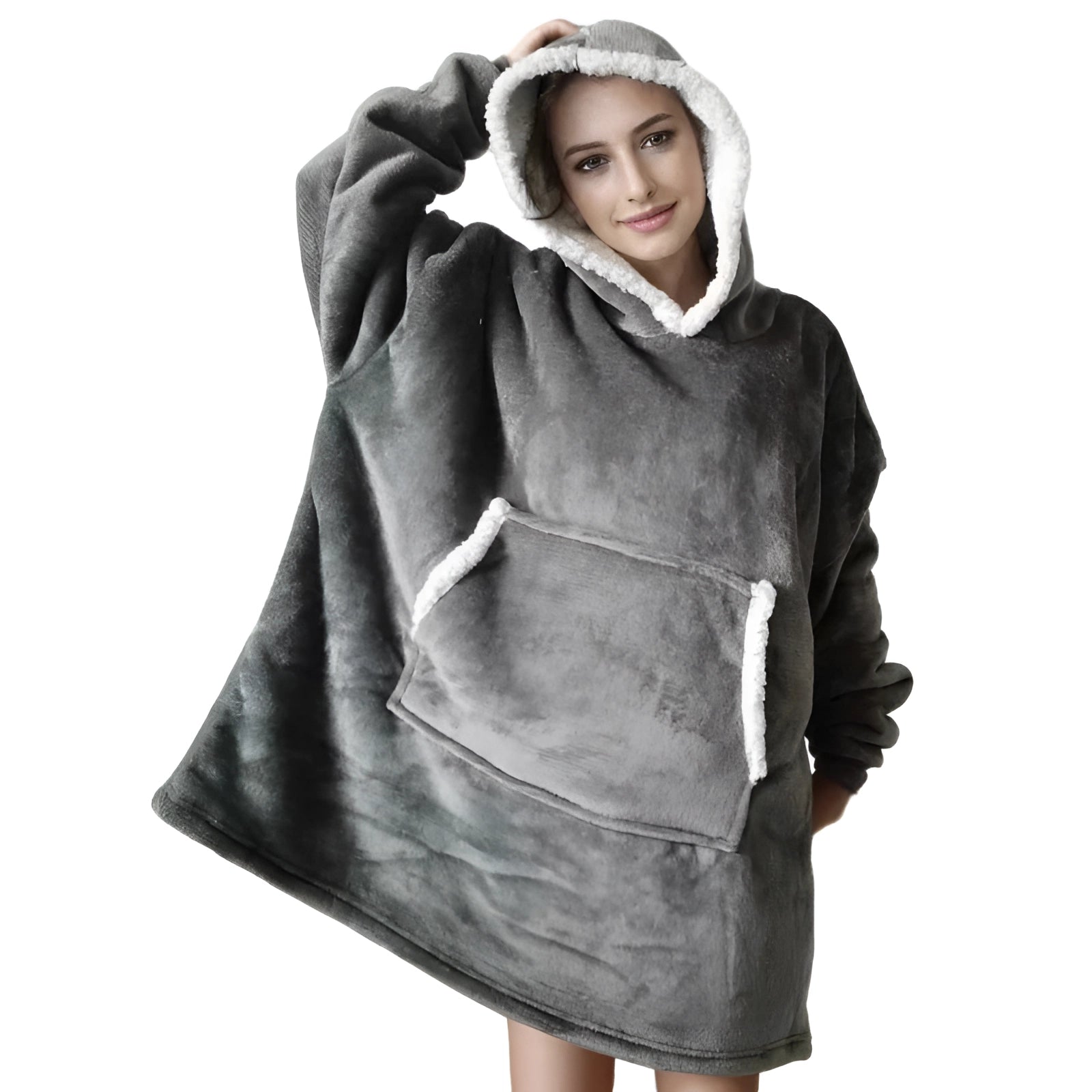 Oversized Plush Fleece Sherpa Hoodie - Cozy Wearable Blanket