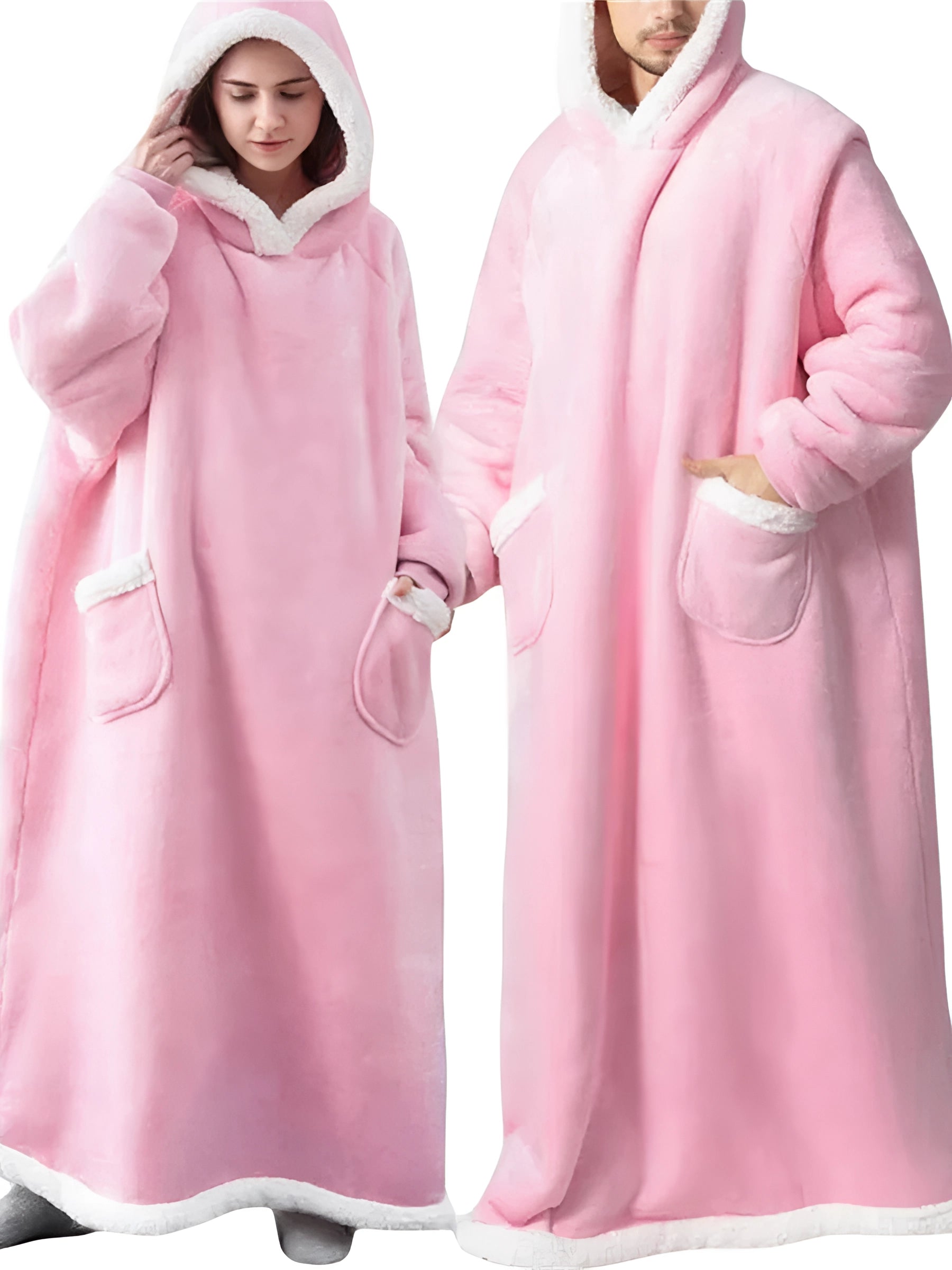 Oversized Sherpa Lined Wearable Blanket Hoodie with Pockets