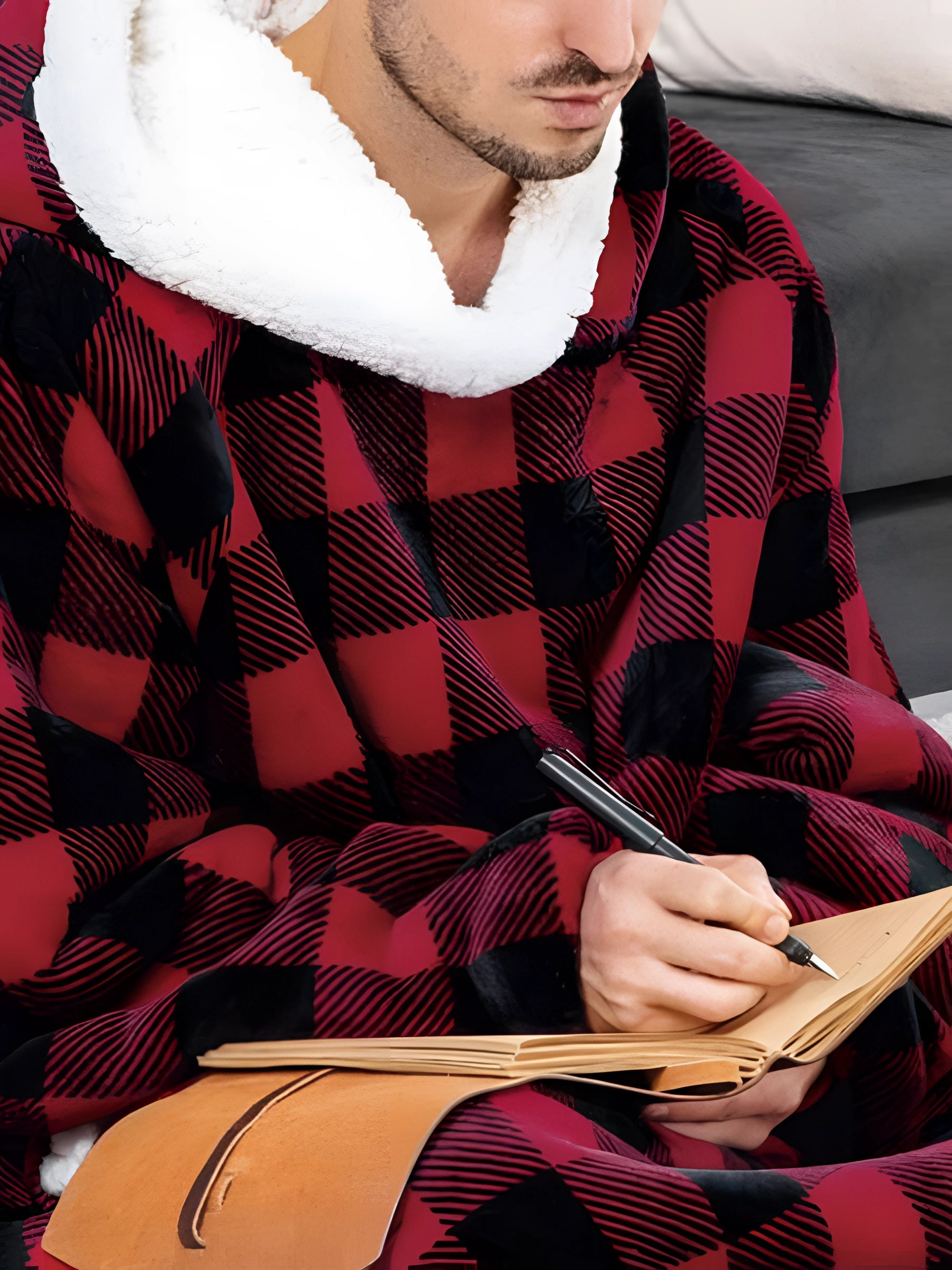 Oversized Sherpa Lined Wearable Blanket Hoodie with Pockets