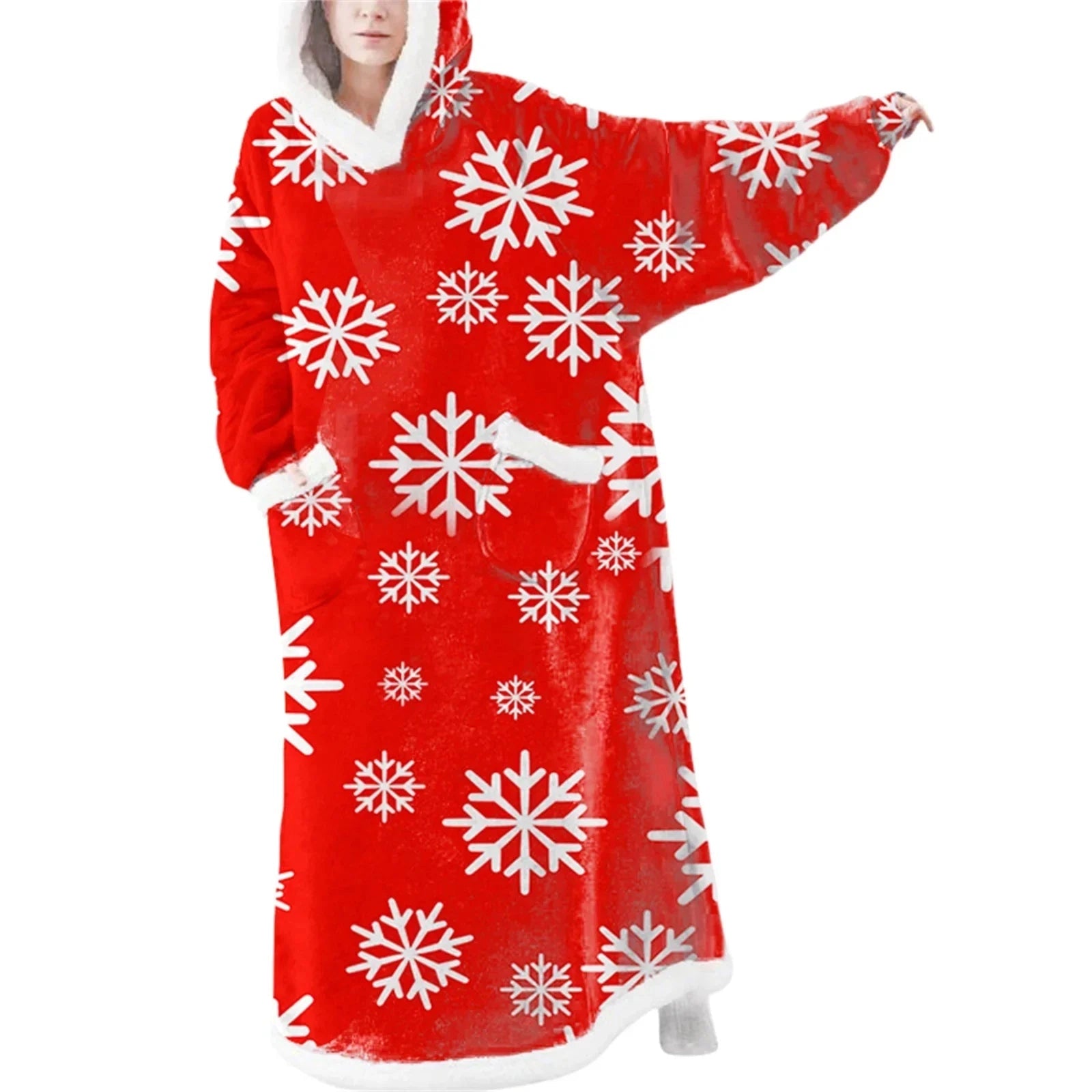Oversized Sherpa Lined Wearable Blanket Hoodie with Pockets