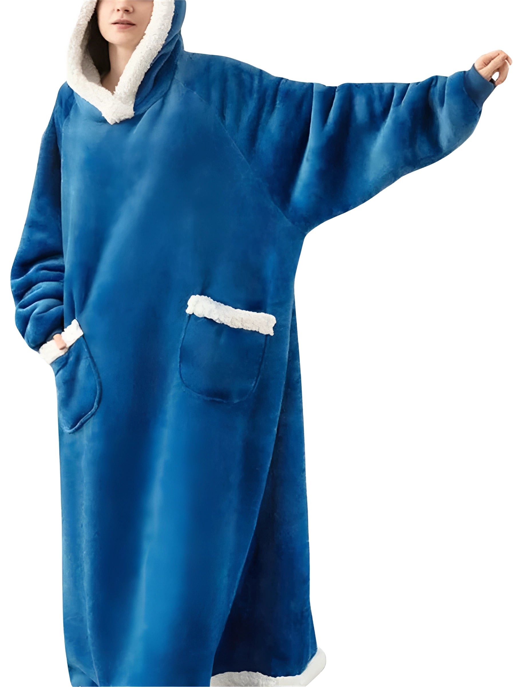 Oversized Sherpa Lined Wearable Blanket Hoodie with Pockets