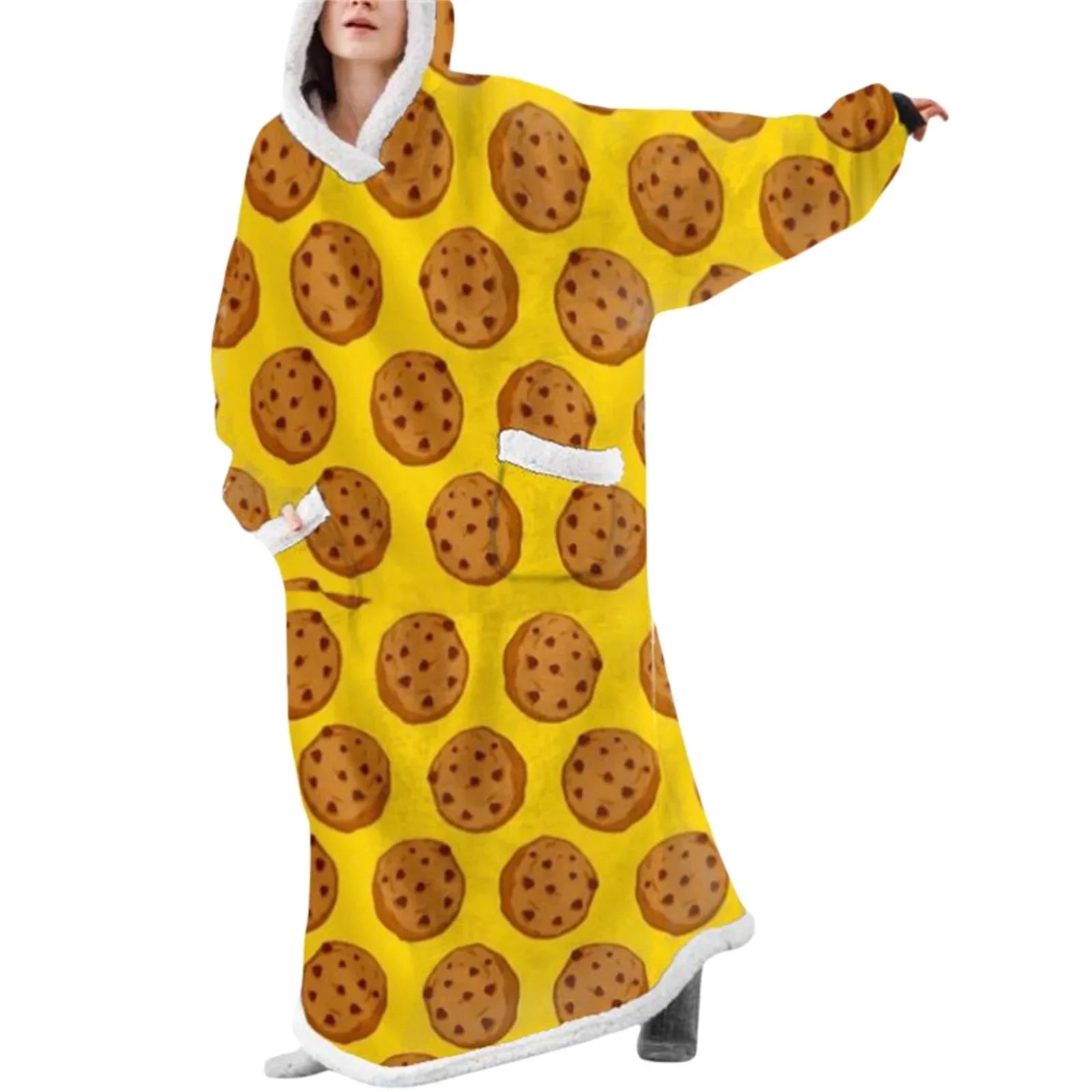 Oversized Sherpa Lined Wearable Blanket Hoodie with Pockets
