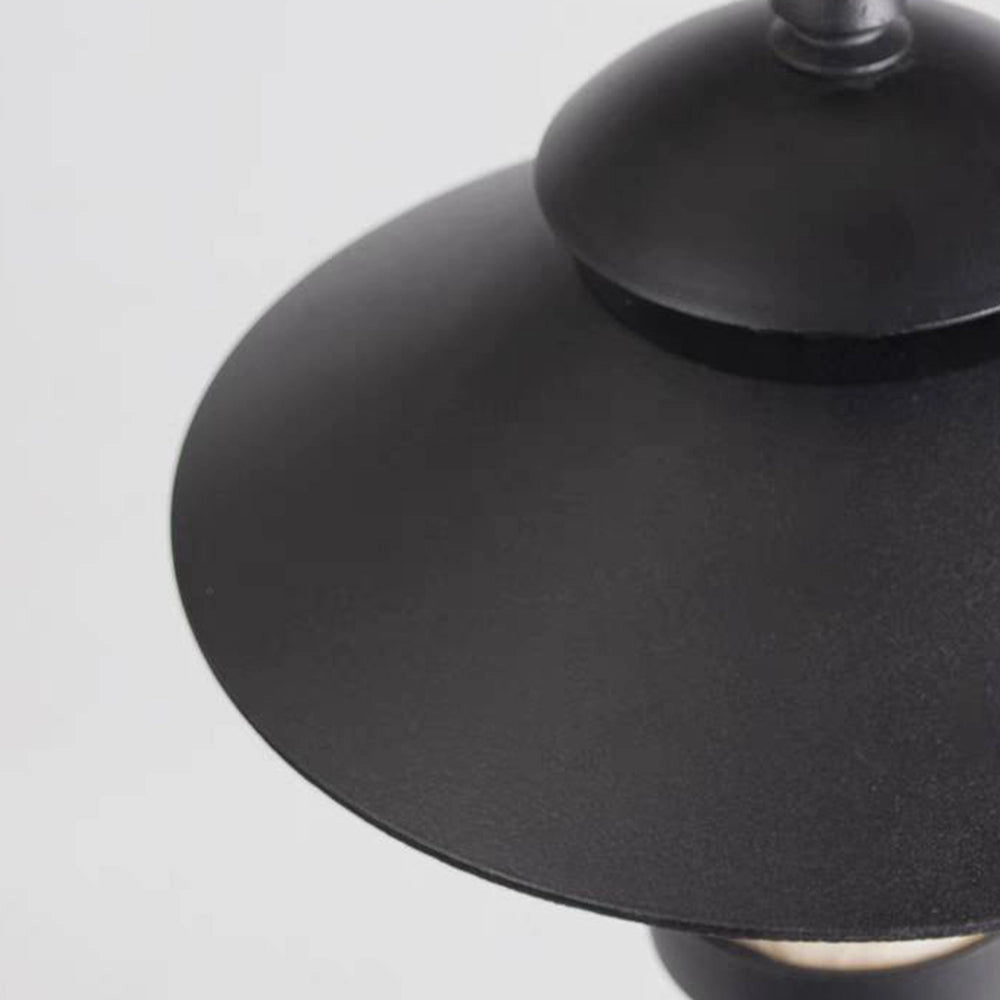 Pagoda-inspired outdoor path light designed with weather-resistant materials, featuring a grey finish.