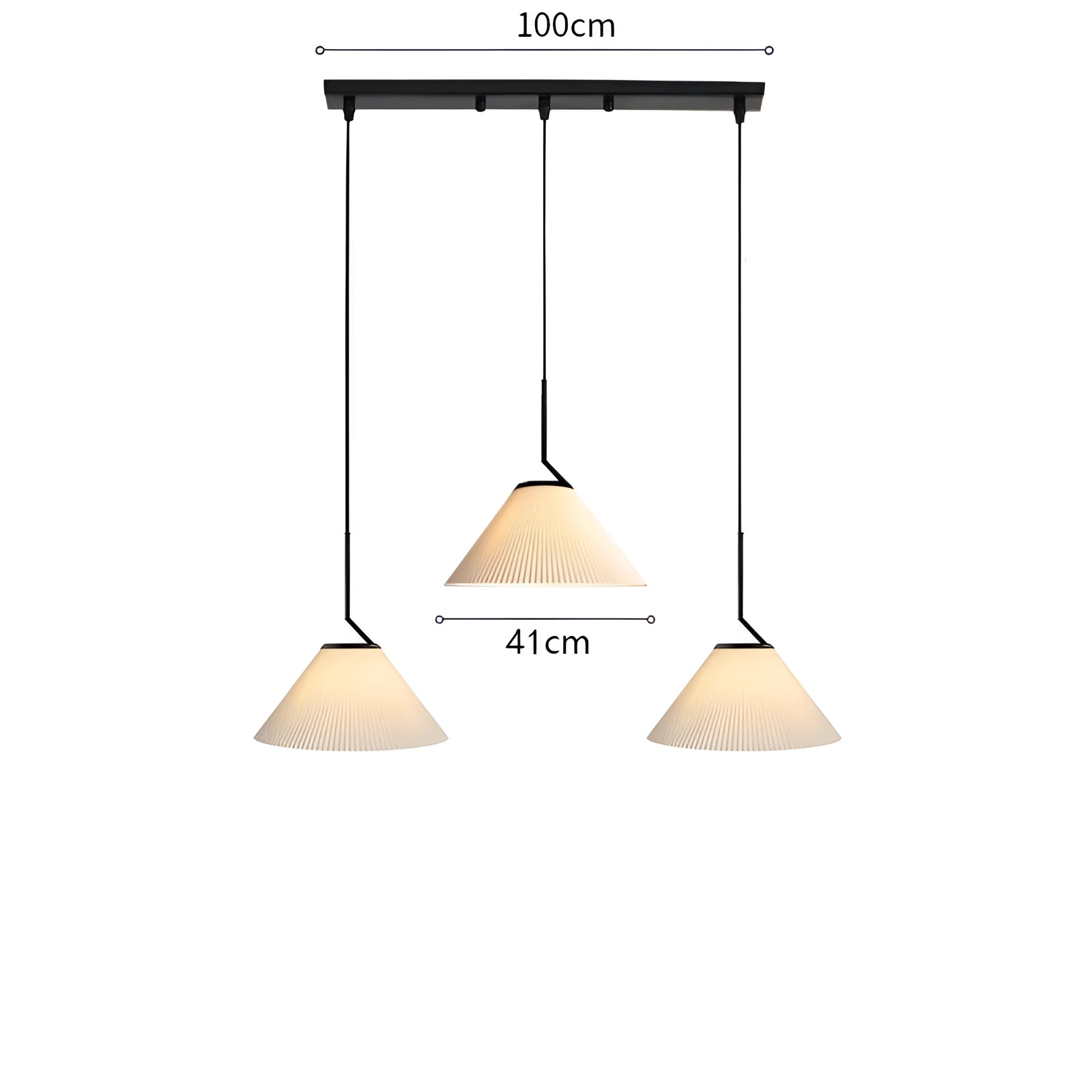 Pleated pendant light in white with an adjustable cord, featuring a Scandinavian design and a pleated shade made of metal, suitable for ceiling mounting.