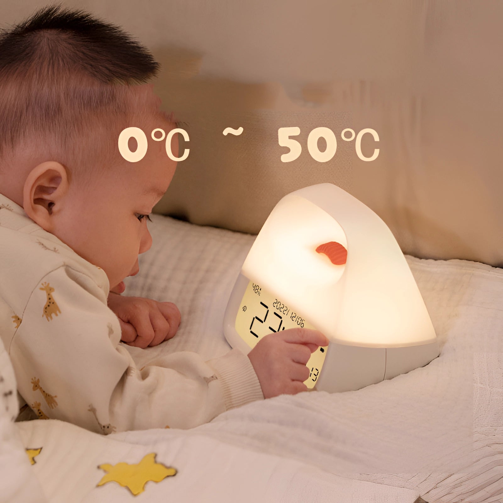 Portable LED Clock Lamp - Rechargeable Night Light with Temperature Display