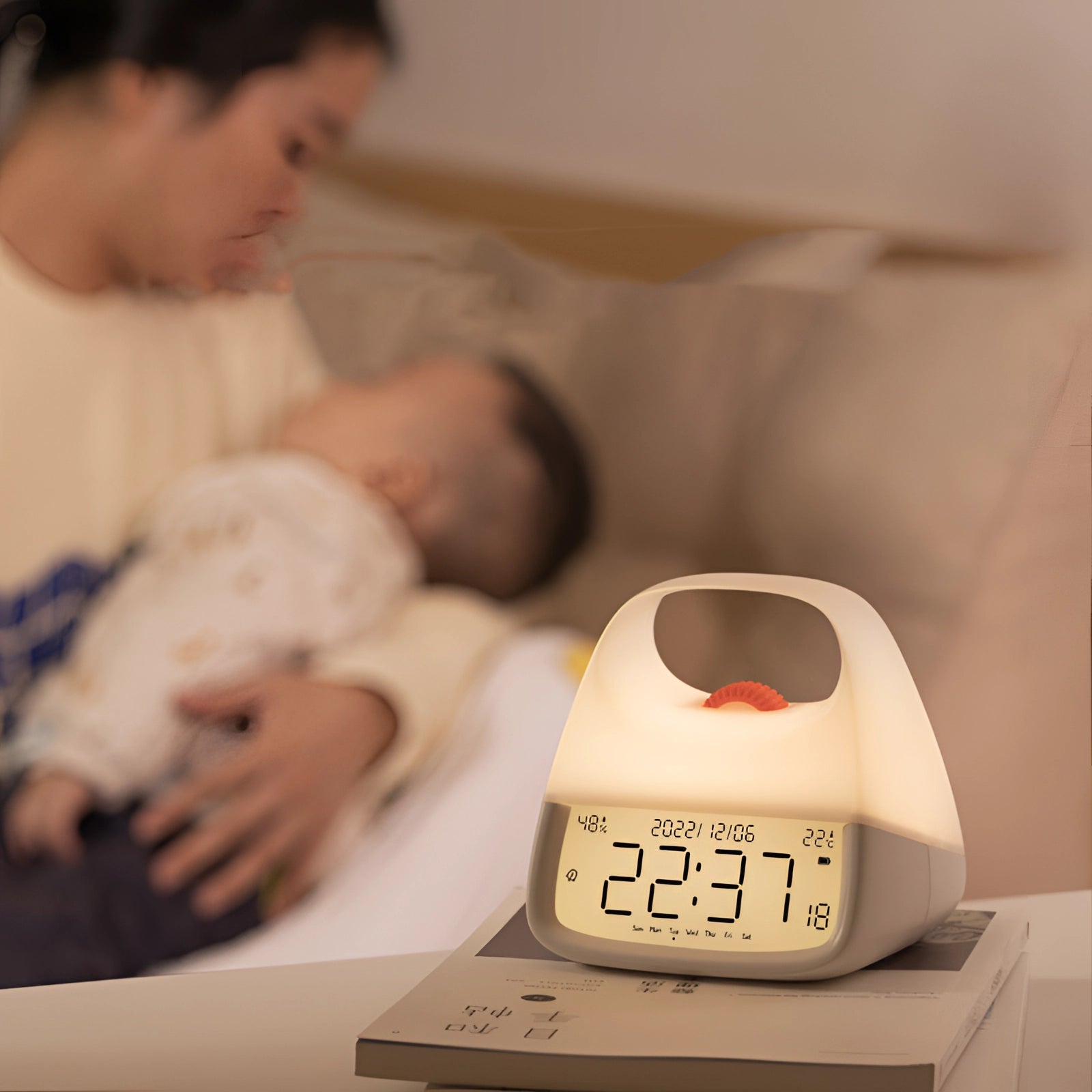 Portable LED Clock Lamp - Rechargeable Night Light with Temperature Display