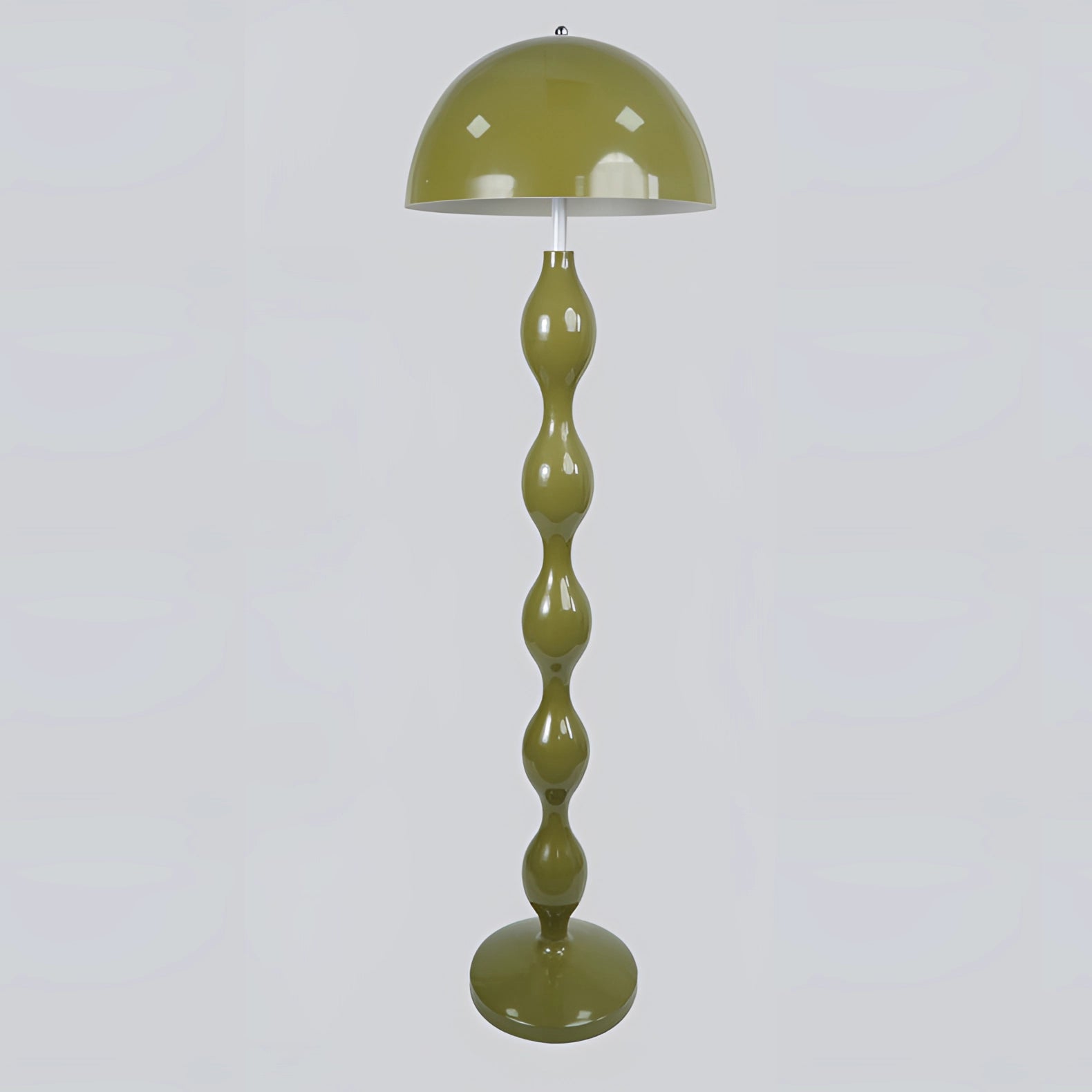 Modern red floor lamp with a wavy, sculptural design, featuring a contemporary and artistic style, made of metal and wood elements.