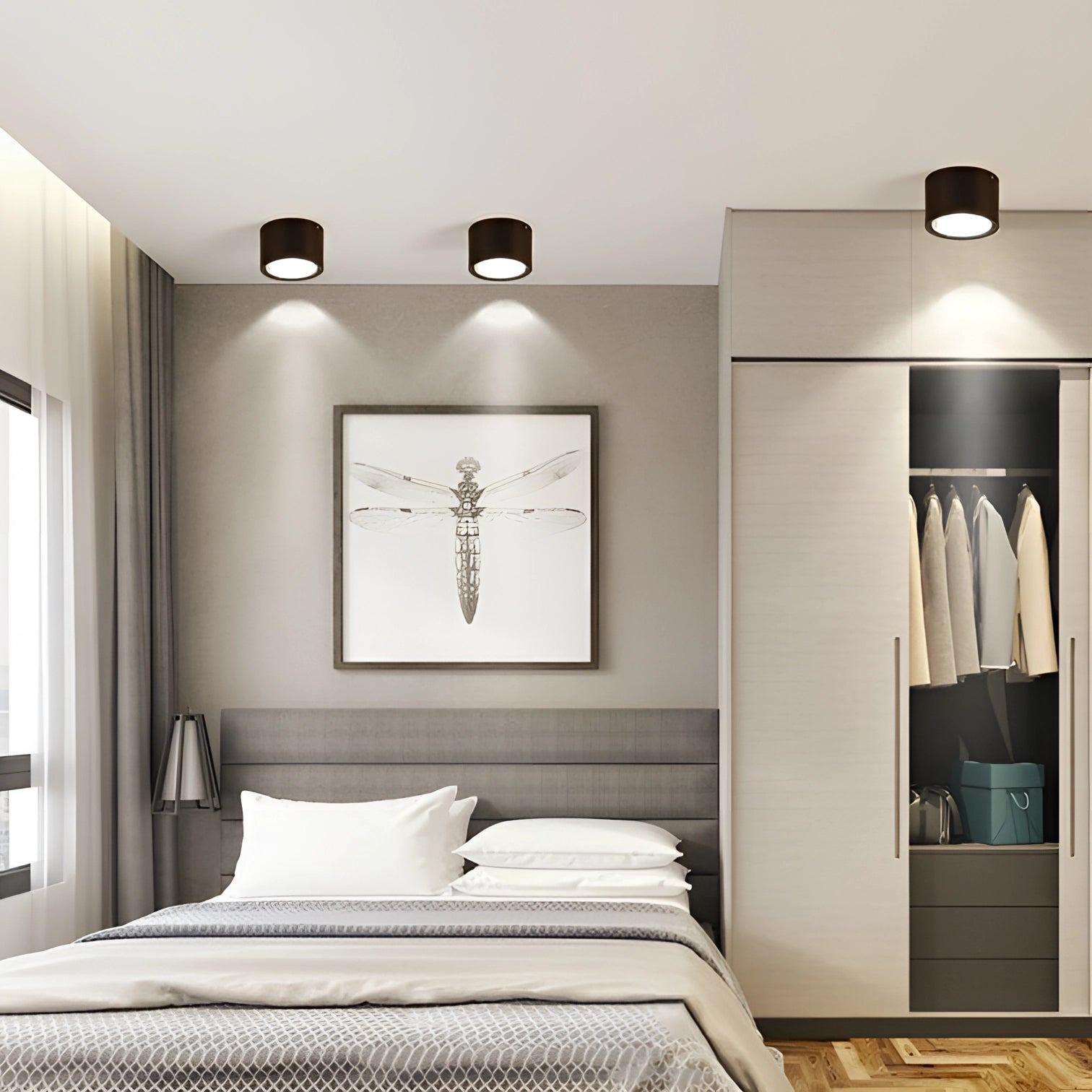 Scandinavian LED spotlight with a modern design featuring a light wood finish, suitable for kitchen lighting.