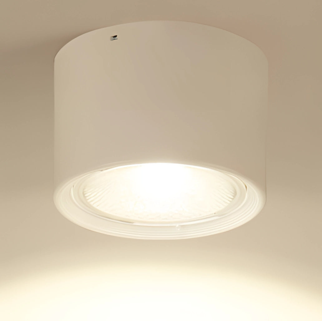 Scandinavian LED spotlight featuring a modern design with a light wood finish, cylindrical shape, and glass lampshade, suitable for ceiling installation in a kitchen.
