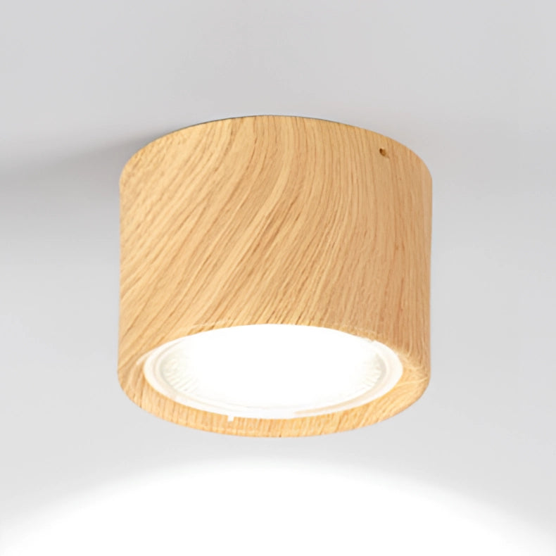 Modern Scandinavian LED spotlight with a light wood finish, designed for kitchen lighting, featuring elements of wood and metal.