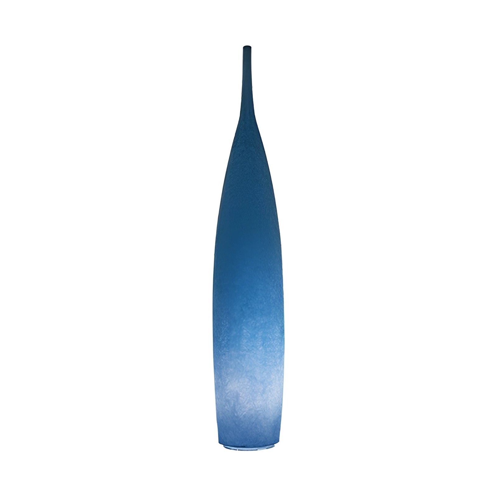 Tall narrow ceramic vase with a distressed finish in electric blue, featuring a Scandinavian minimalist design with a symmetrical cone shape.
