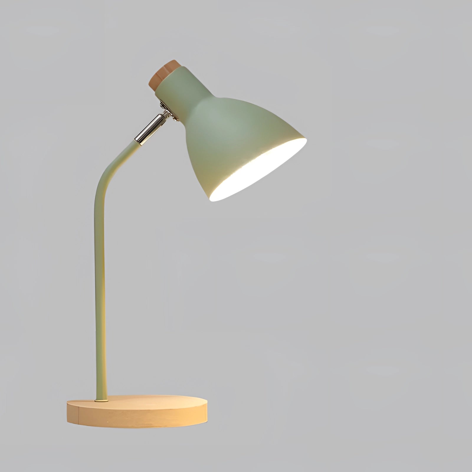 Scandinavian Pastel Pink Desk Lamp - Adjustable Wooden Base