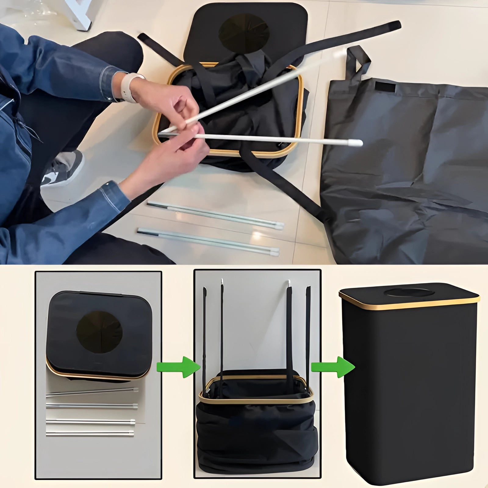 Slim Rectangular Bamboo Lid Kitchen Trash Can - Eco-Friendly, Space-Saving