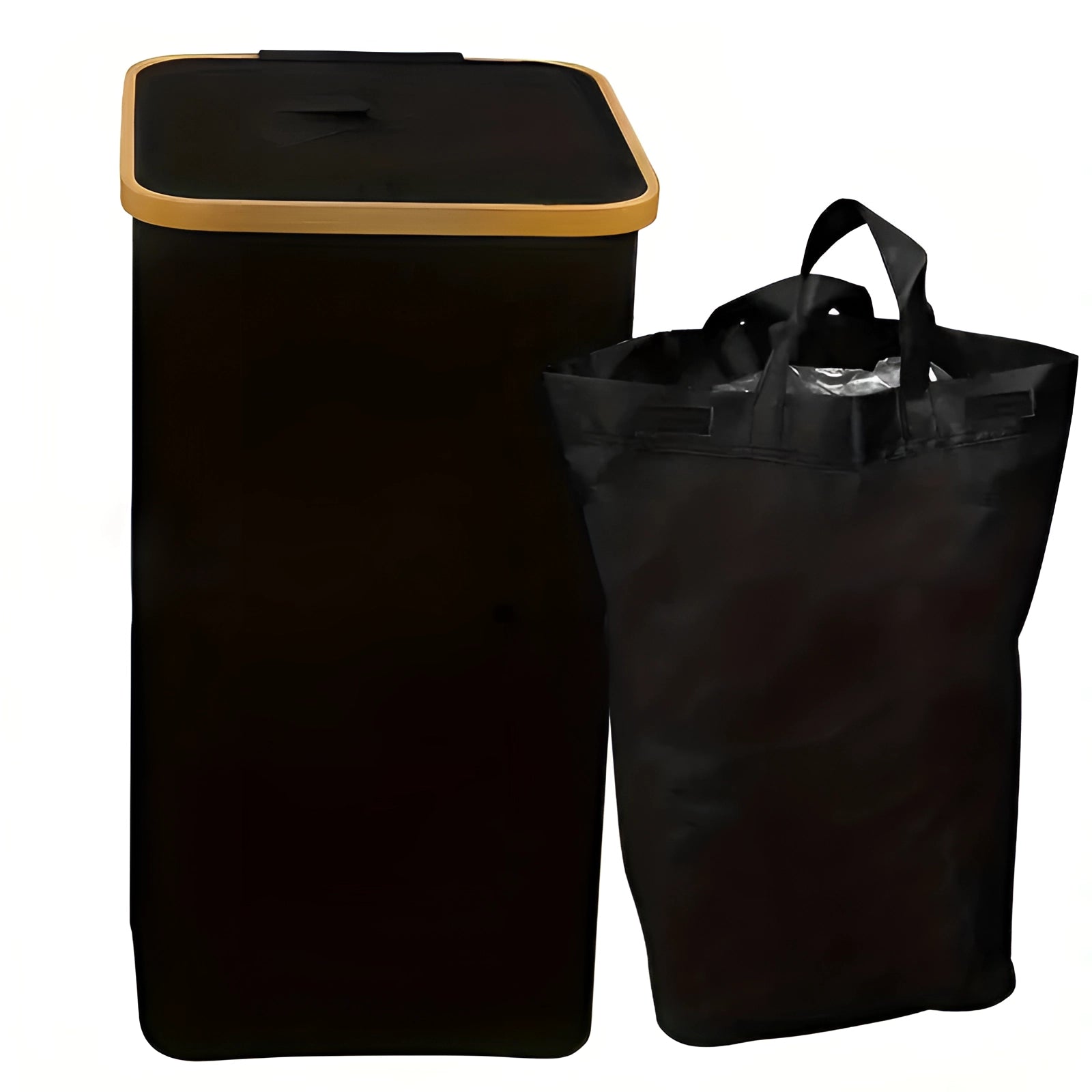 Slim Rectangular Bamboo Lid Kitchen Trash Can - Eco-Friendly, Space-Saving