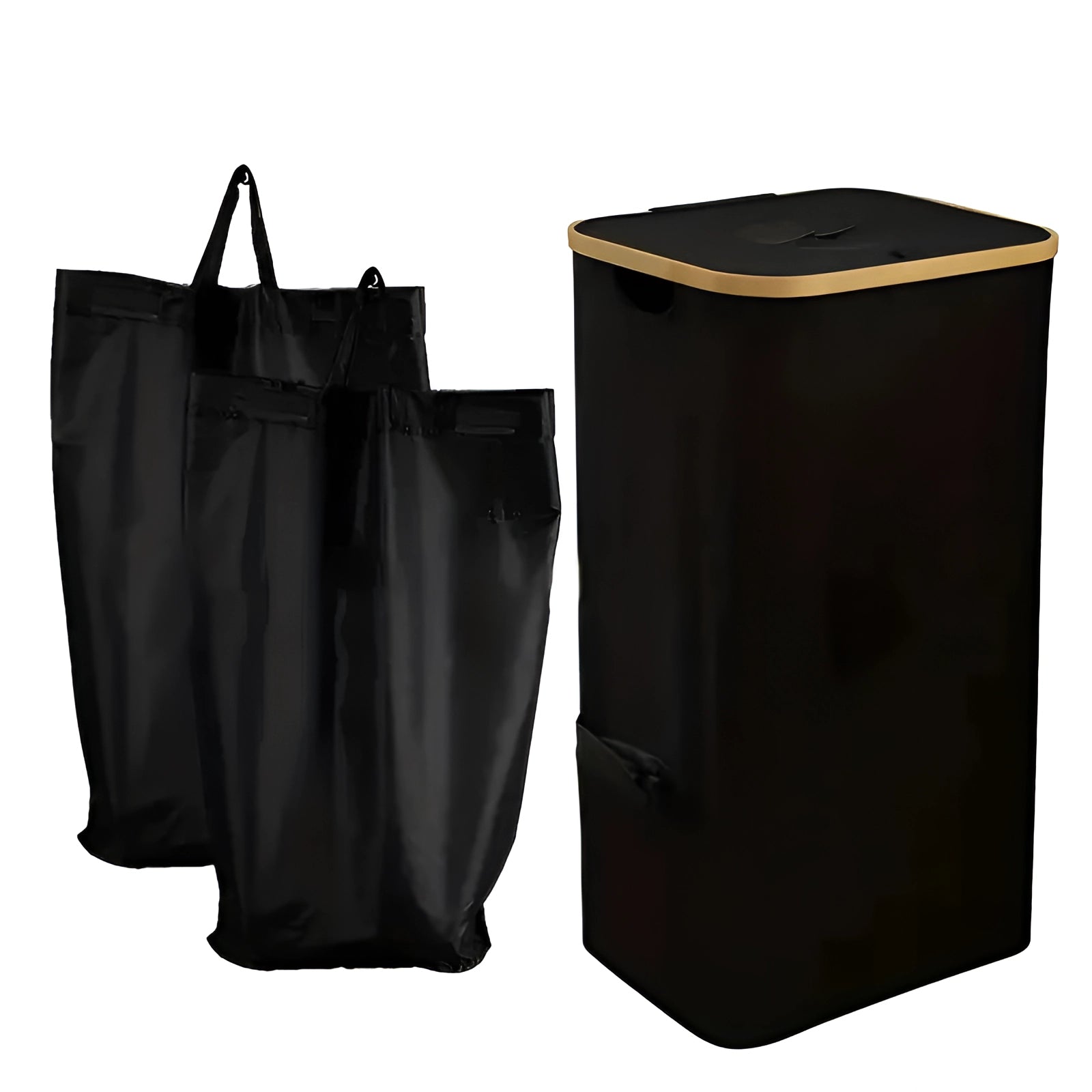 Slim Rectangular Bamboo Lid Kitchen Trash Can - Eco-Friendly, Space-Saving