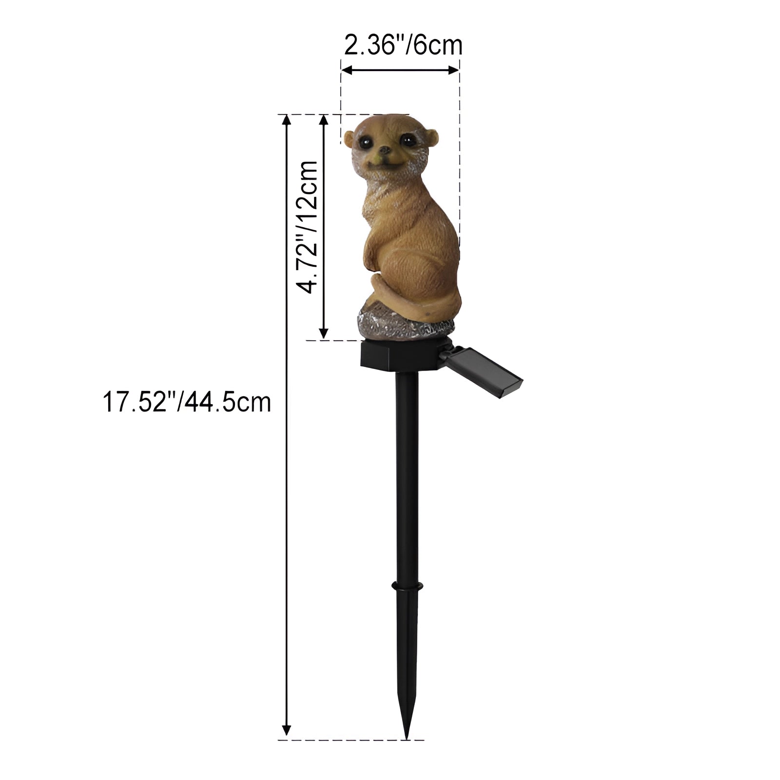 Solar LED meerkat garden light featuring a sculpted meerkat design, suitable for outdoor use and waterproof.
