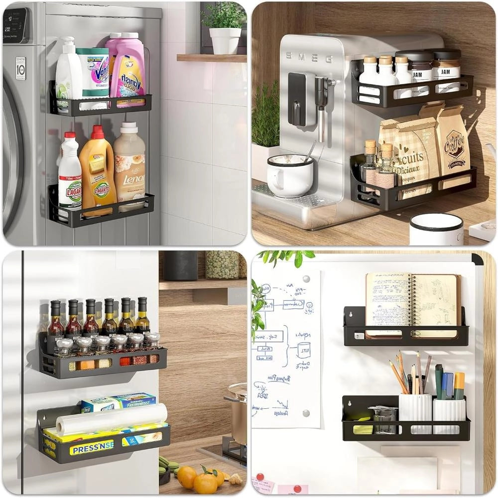 Space-Saving Microwave Rack – Stylish Metal Kitchen Organizer with Hooks