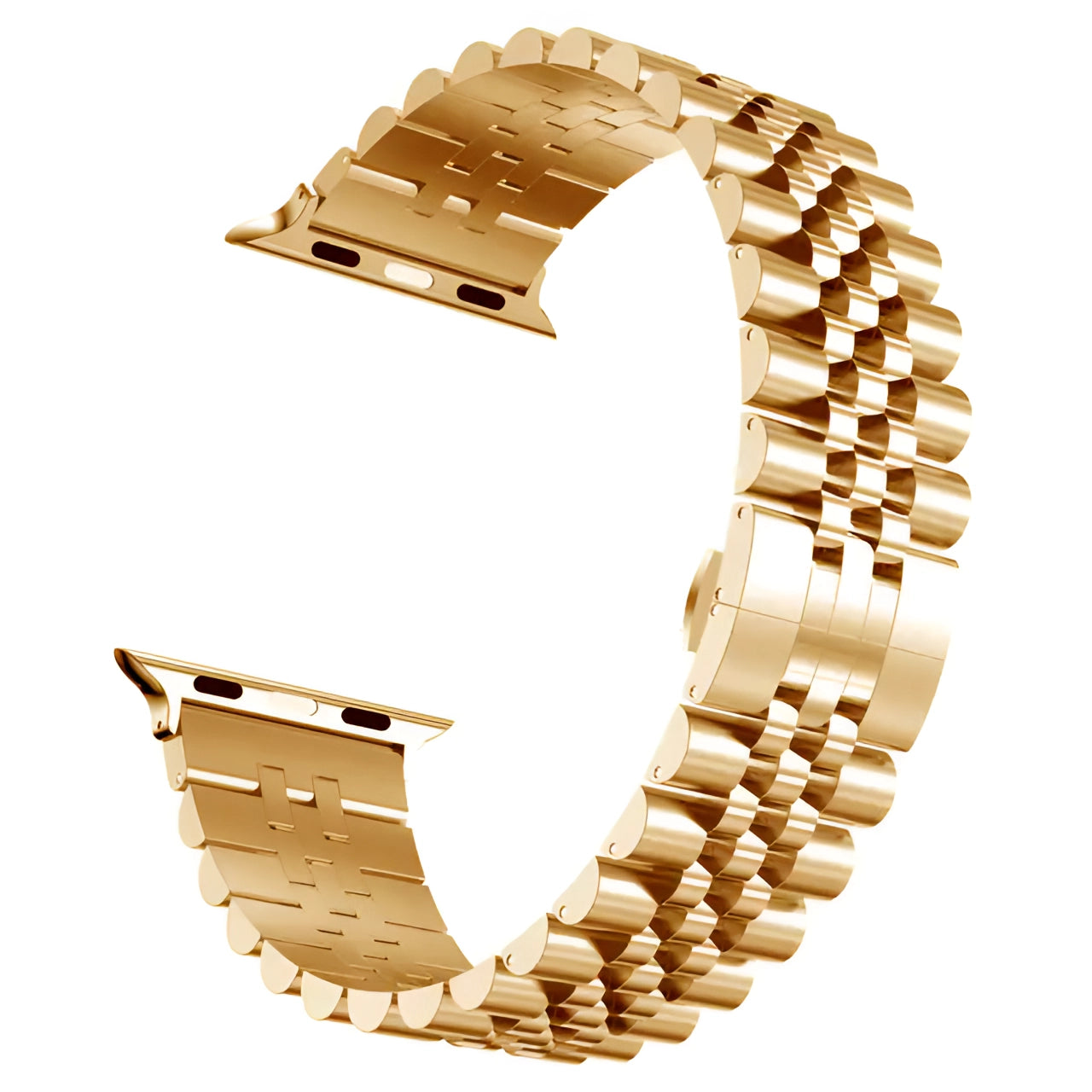 Tri-color stainless steel watch band featuring a blend of gold, silver, and rose gold with an adjustable bracelet design, suitable for 38mm, 40mm, or 41mm watch faces.