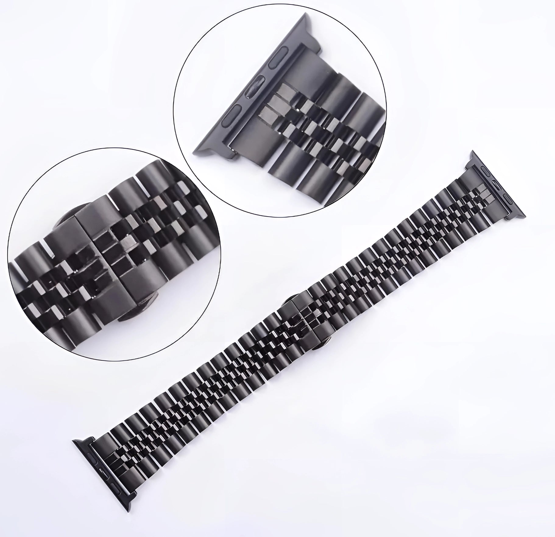 Tri-Color Stainless Steel Watch Band featuring a gold and silver adjustable bracelet design with a sleek rectangular clasp.