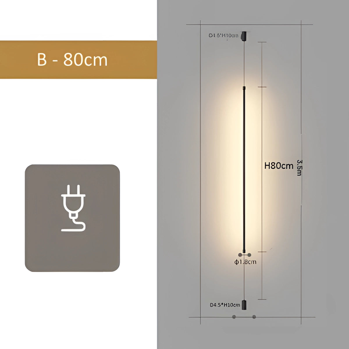 Modern minimalist vertical LED pendant light in natural light, featuring a sleek rectangular design with a B-connector, emphasizing luxury lighting.