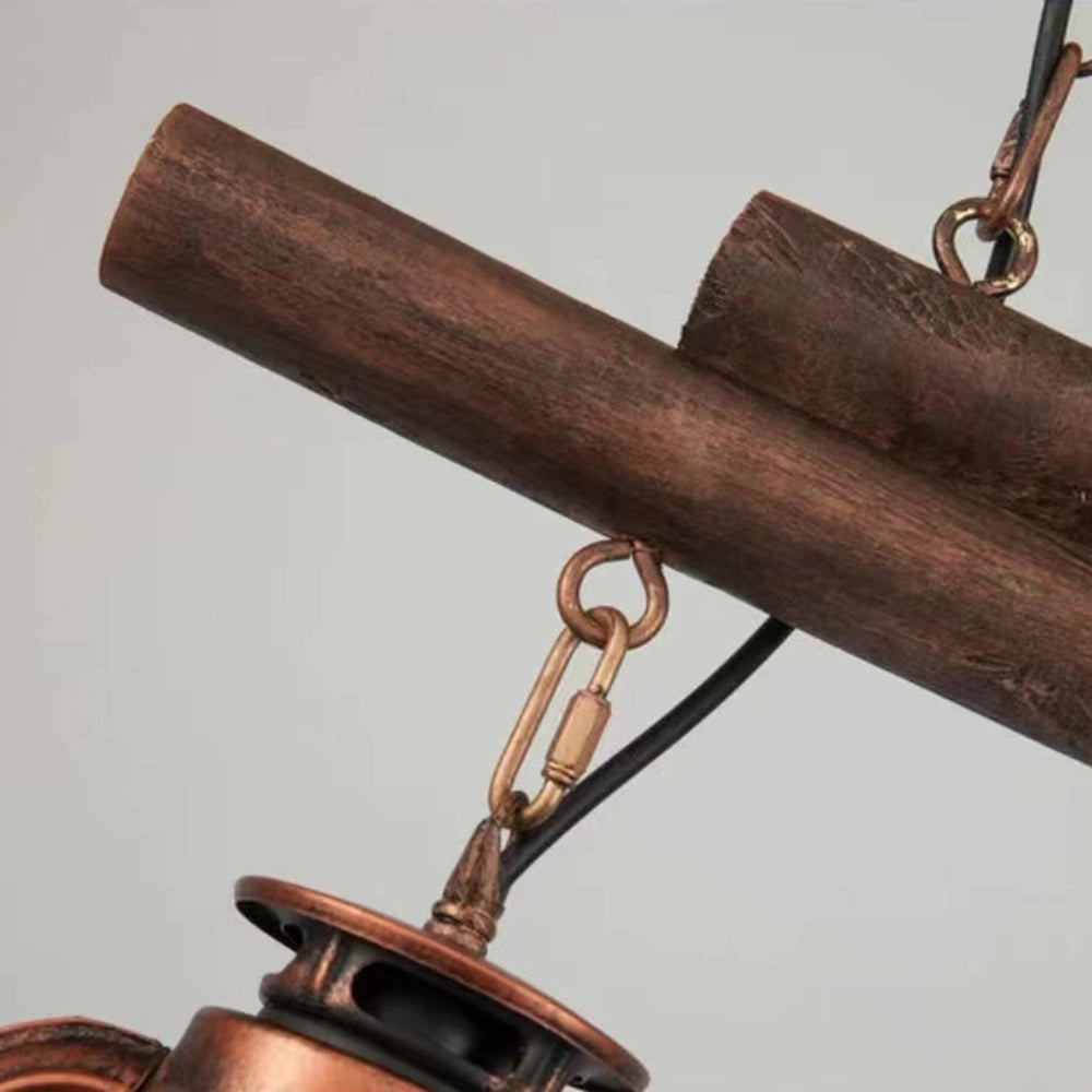 Vintage dual head copper lantern pendant with a nautical industrial design, featuring intricate metalwork and a warm copper finish, ideal for adding a touch of maritime charm to any decor setting.