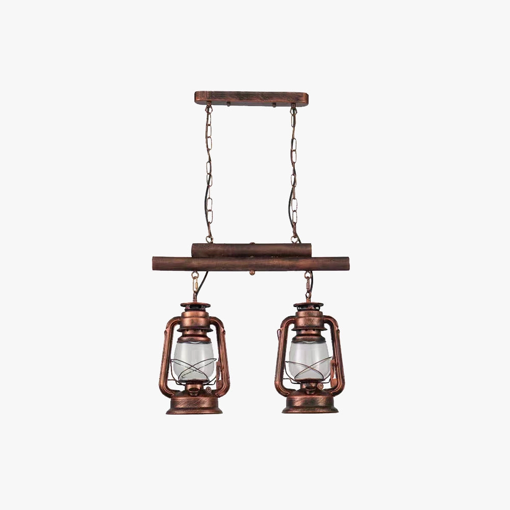 Vintage dual head copper lantern pendant with a nautical industrial design, featuring intricate detailing and a warm copper finish, perfect for adding a touch of maritime charm to any space.
