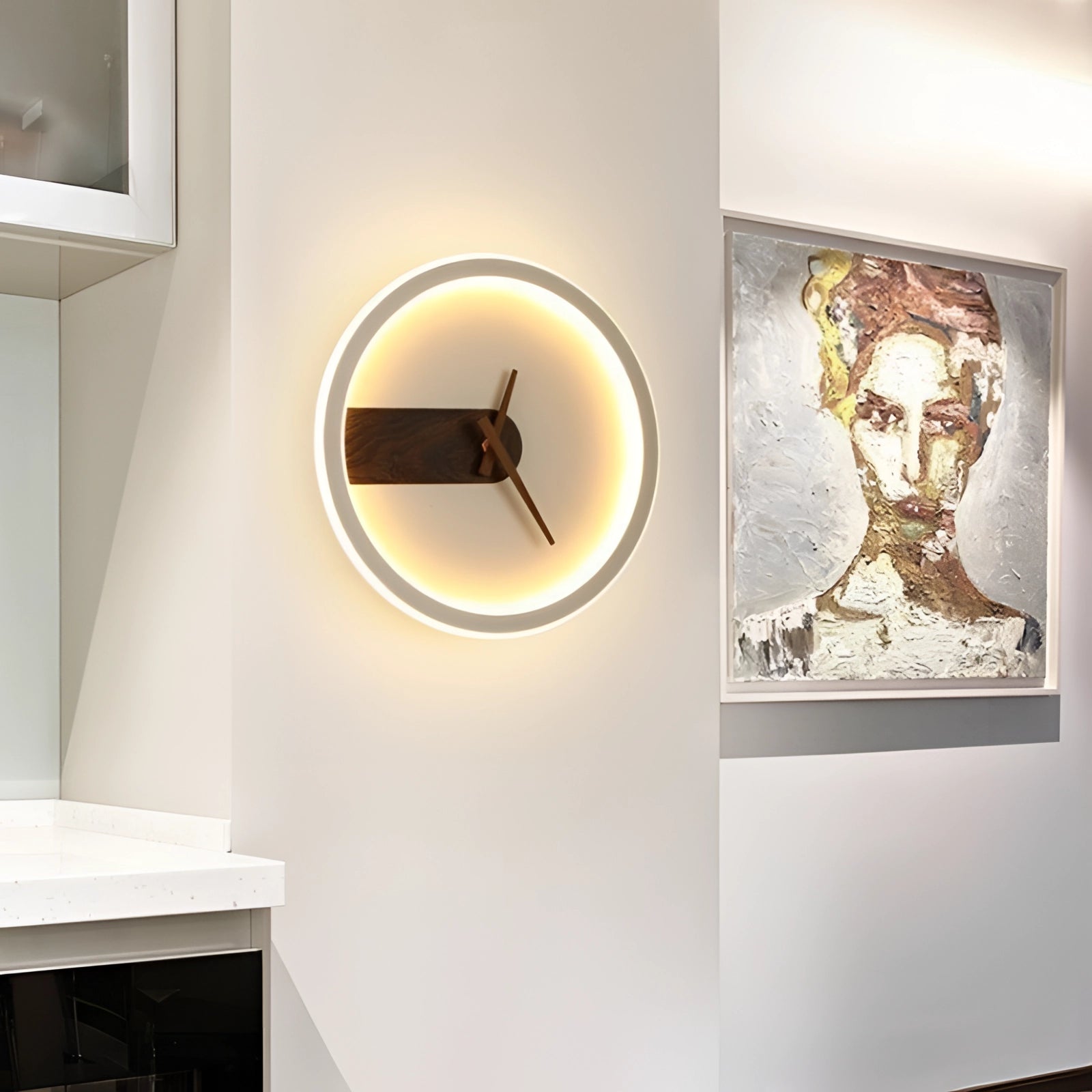 Wall-Mounted LED Clock: Minimalist Illuminated Bedroom Decor