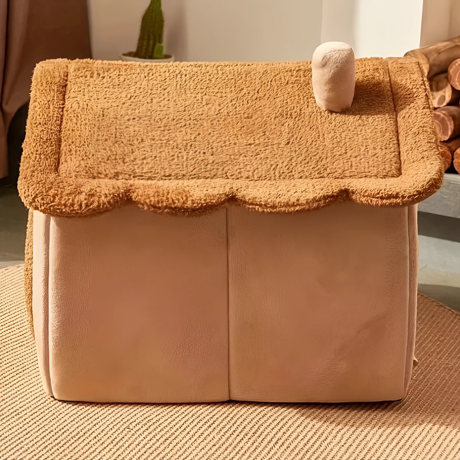 Women's Tan Sherpa Fabric Handbag - Cozy Chic Winter Purse