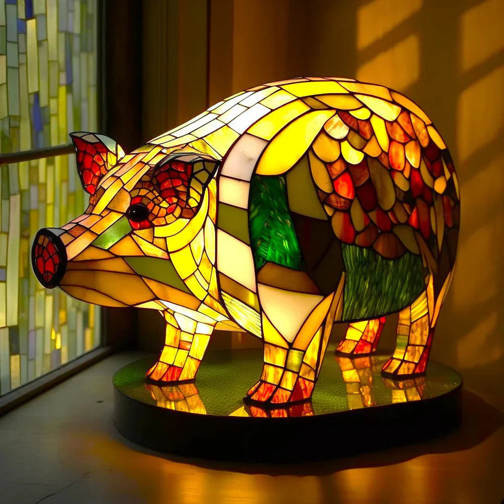 Charming Animal-Themed Glass Table Lamp for Cozy Ambiance