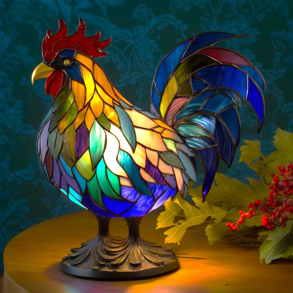 Charming Animal-Themed Stained Glass Table Lamp for Cozy Spaces