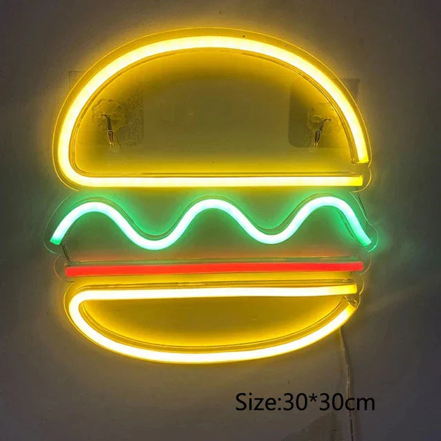 Taavita Fast Food Sign – Illuminated LED Tacos Design Night Light for Restaurants and Kitchens